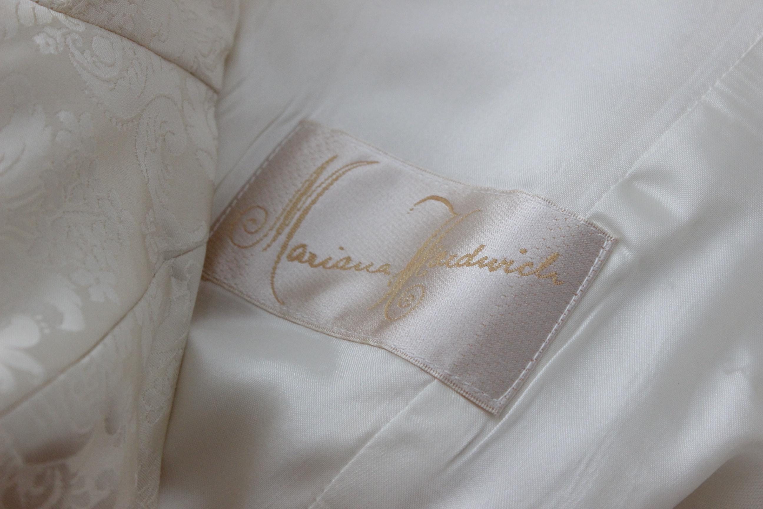 1996 Custom Mariana Hardwick Renaissance Bride Off Shoulder Jacquard Courtier Gown