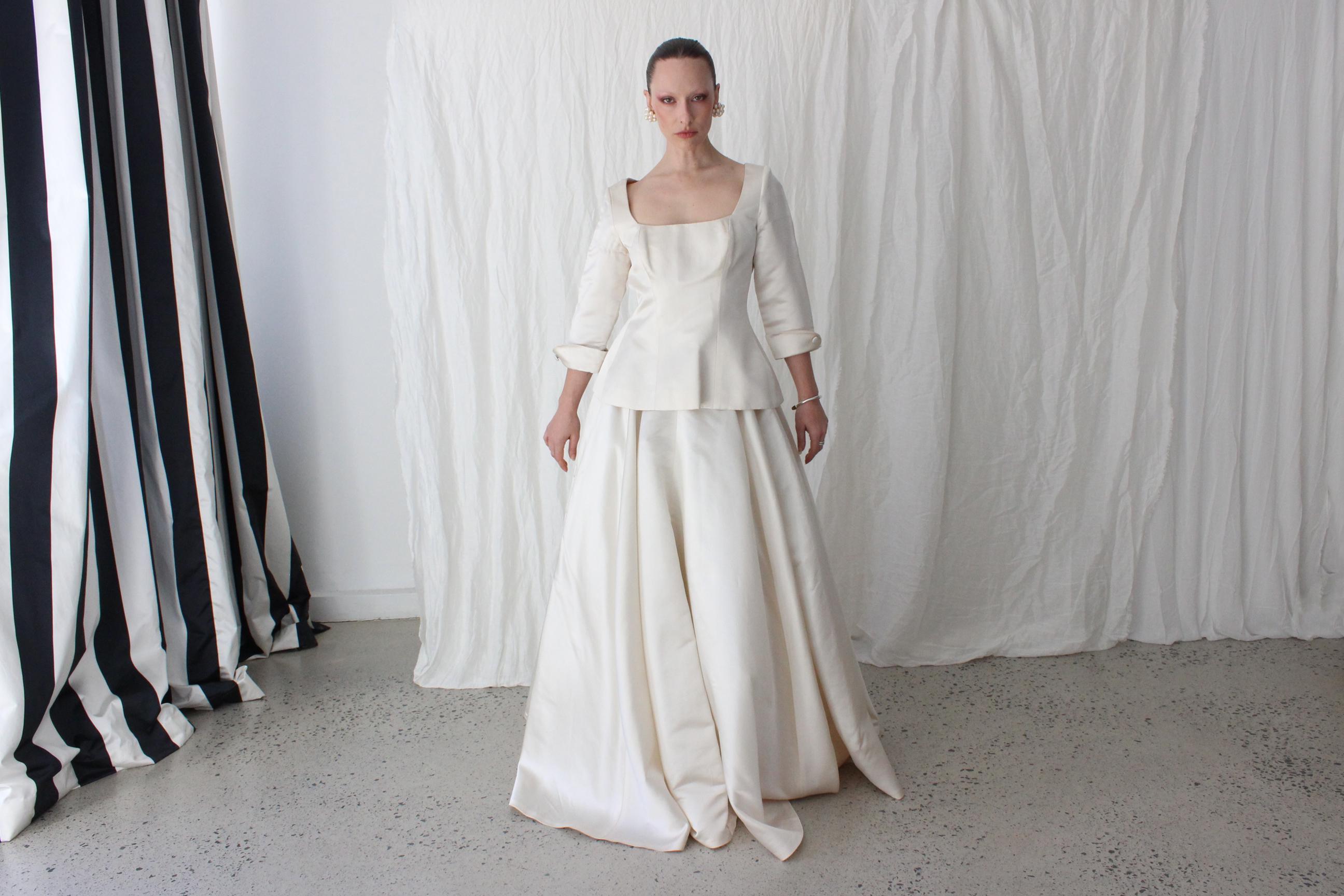 90s Duchess Silk Satin Two Piece Skirt & Top Set