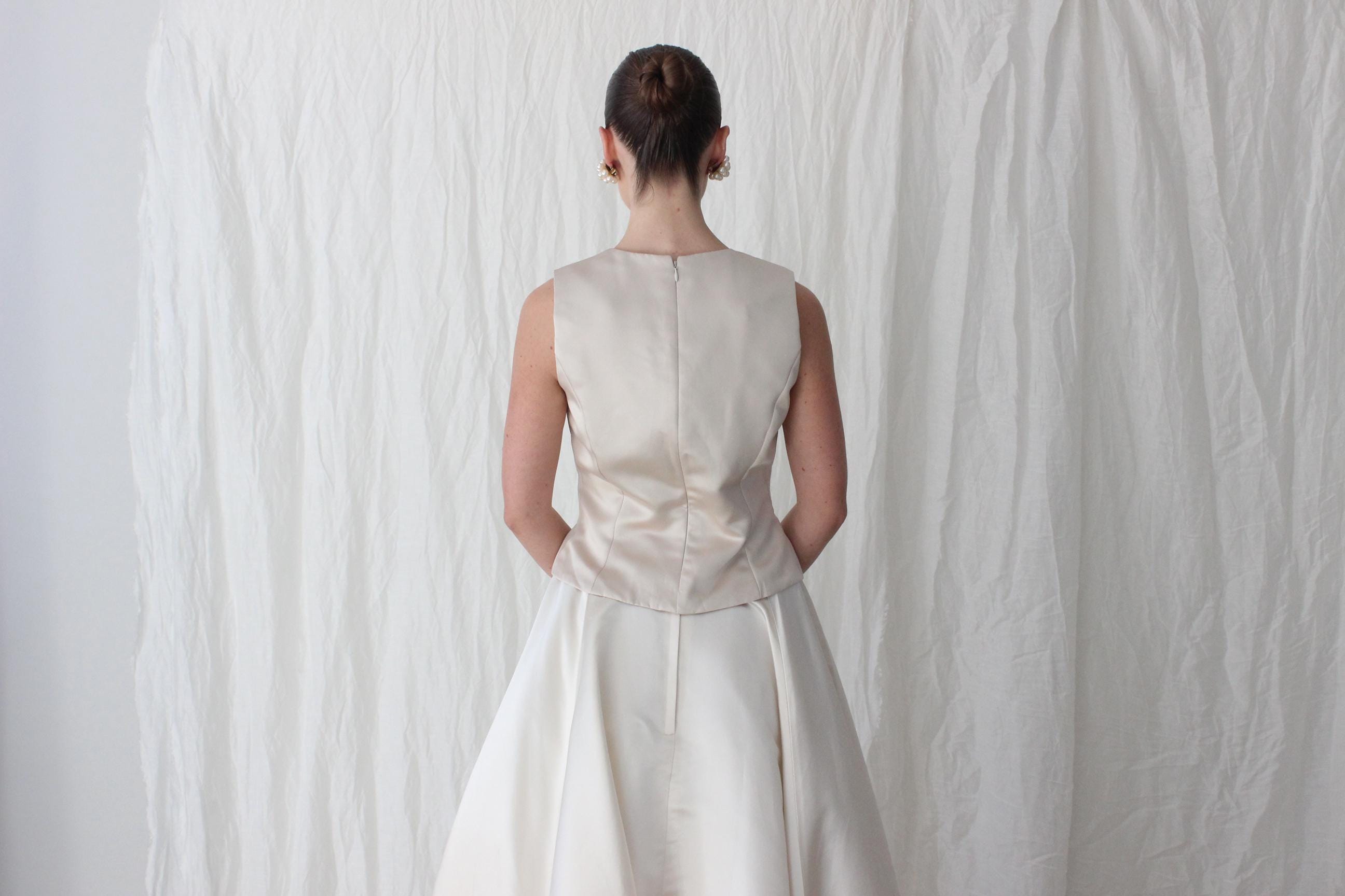 90s Vera Wang Oyster Satin Top