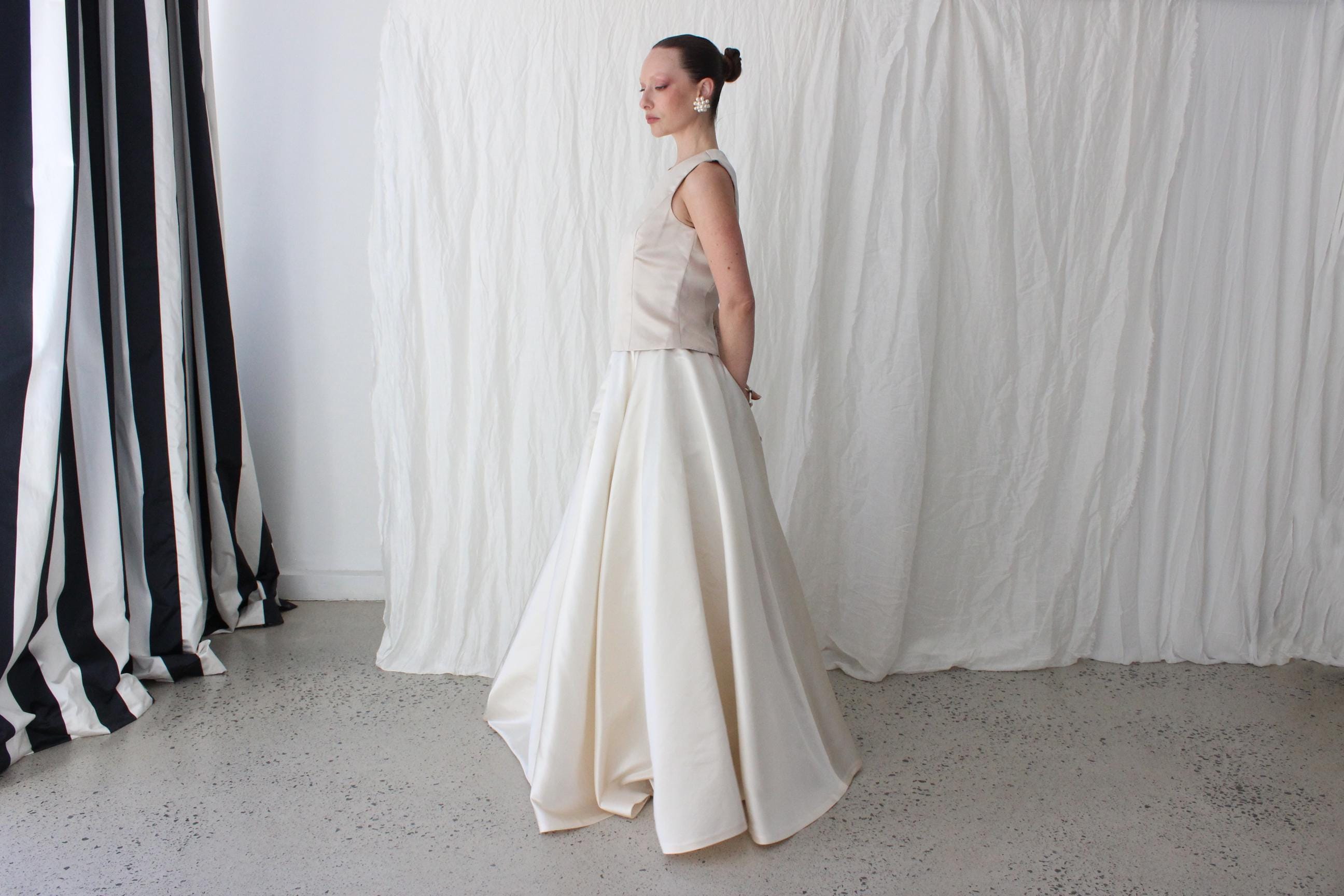 90s Vera Wang Oyster Satin Top