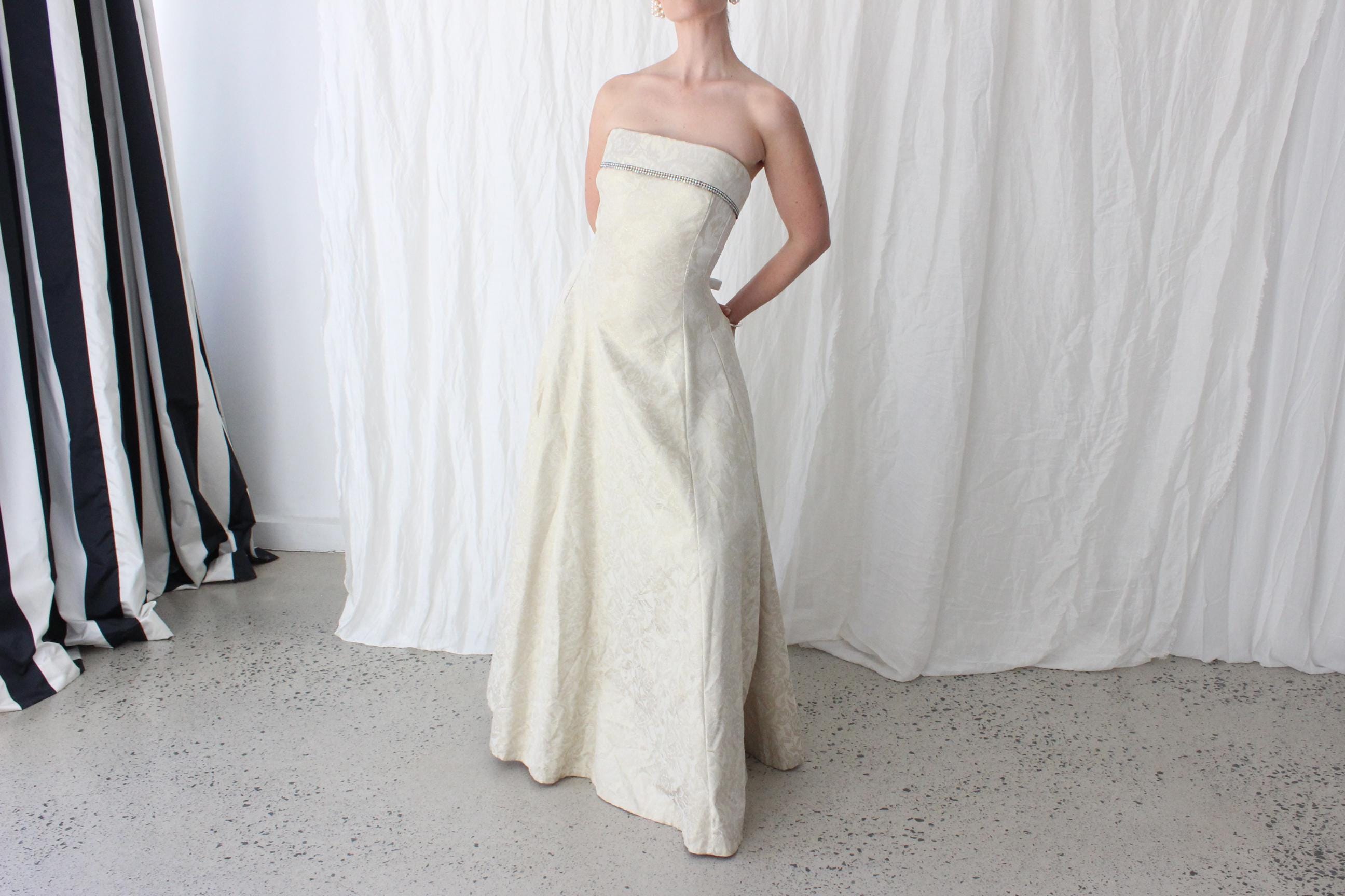 90s Gold Metallic Jacquard Renaissance Bride Gown