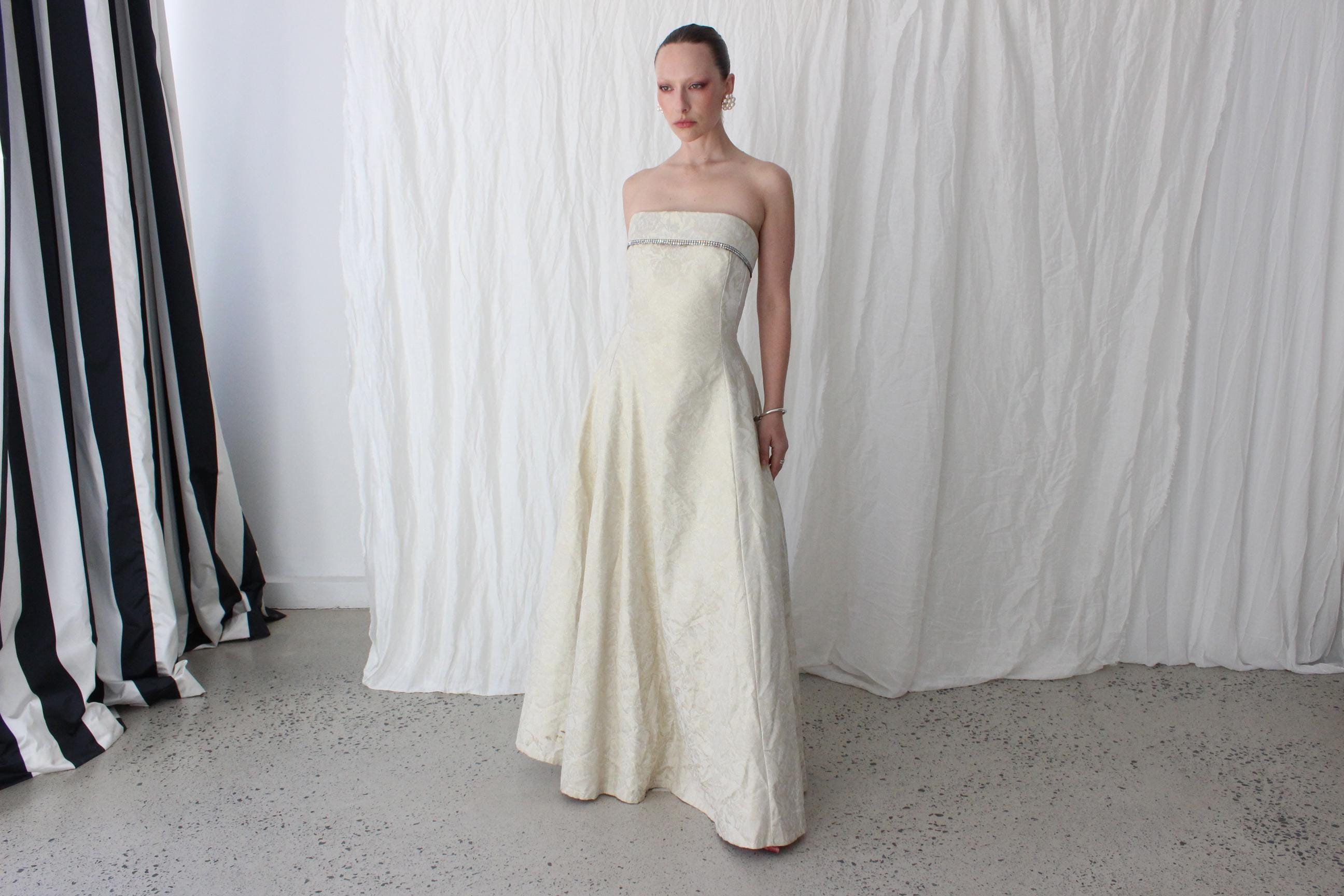 90s Gold Metallic Jacquard Renaissance Bride Gown