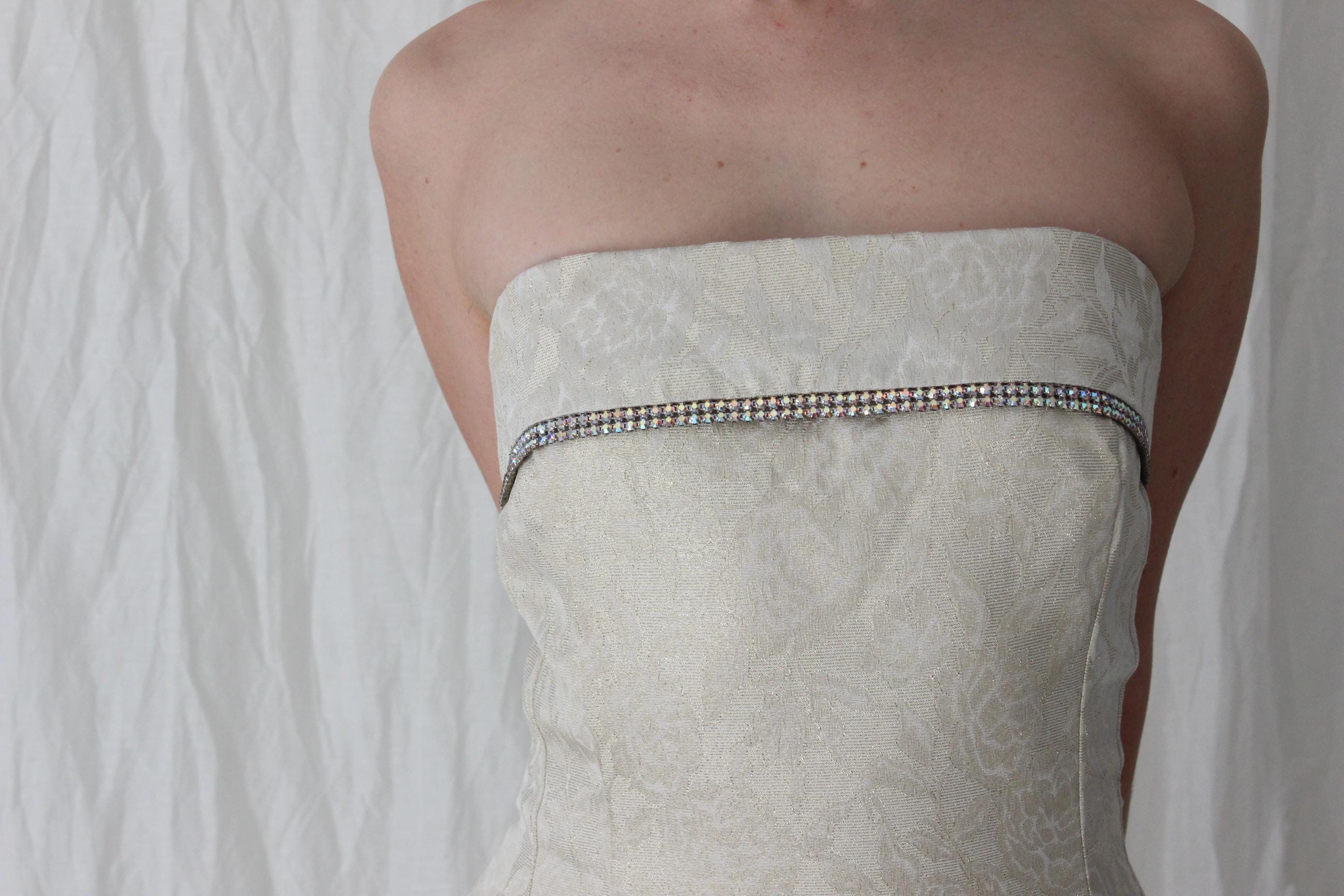 90s Gold Metallic Jacquard Renaissance Bride Gown