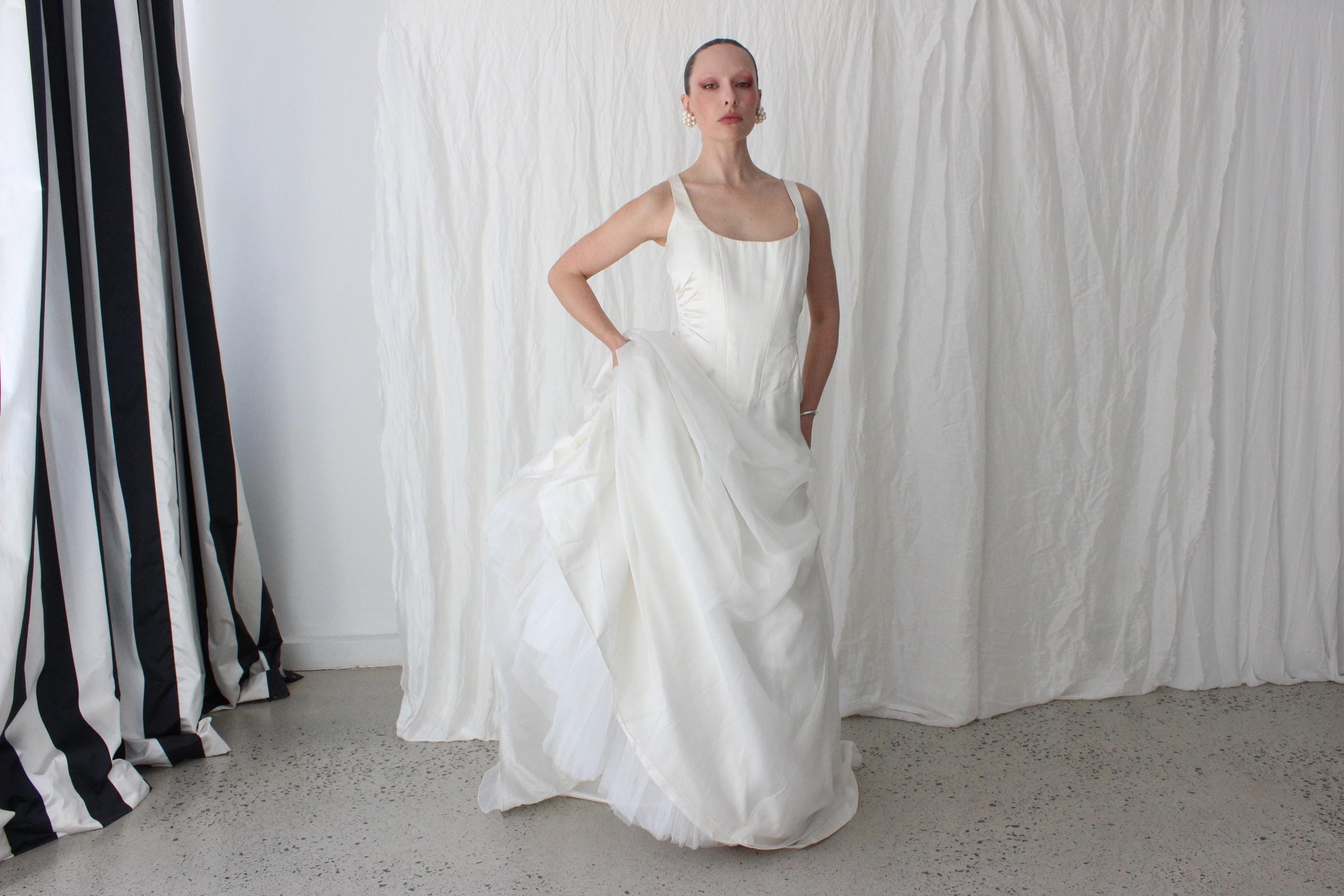 90s Duchess Satin Corset Bodice Gown