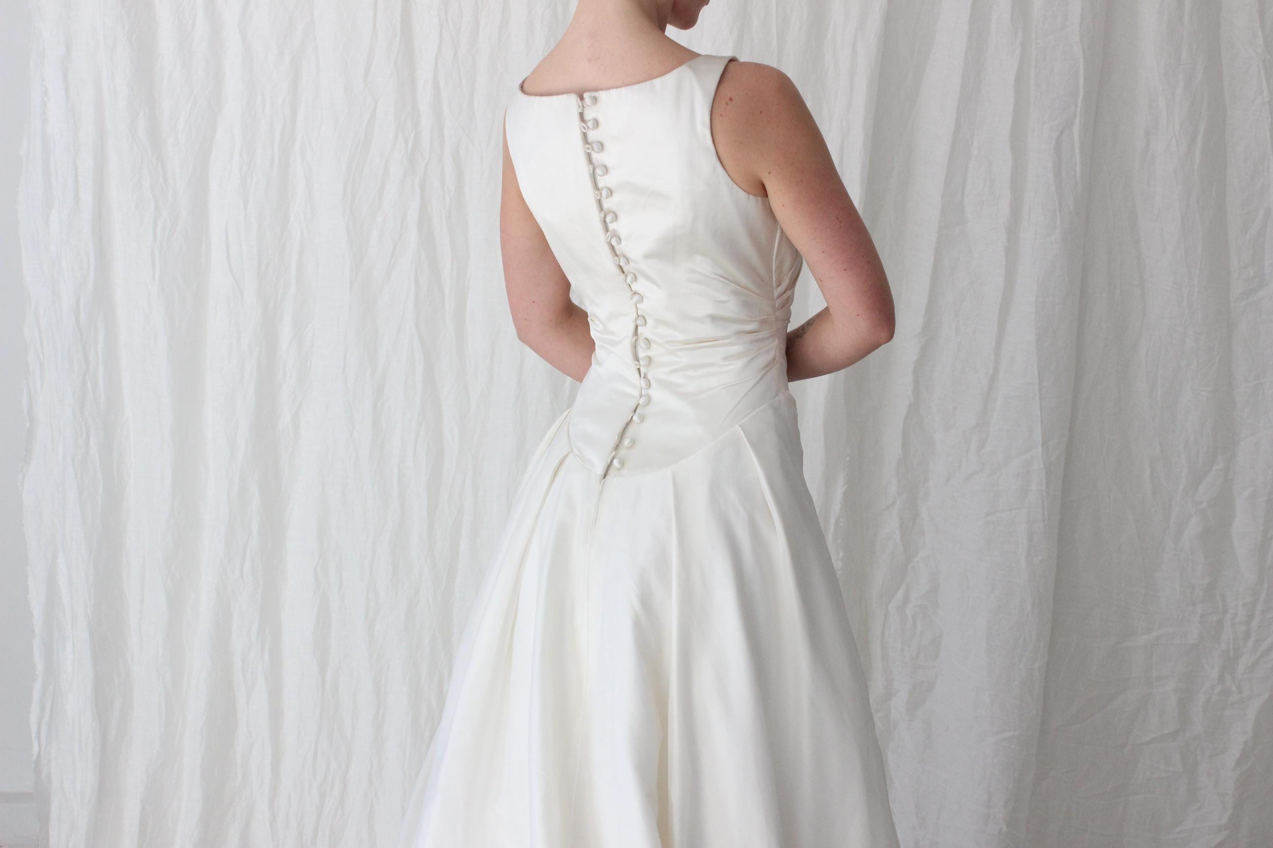 90s Duchess Satin Corset Bodice Gown