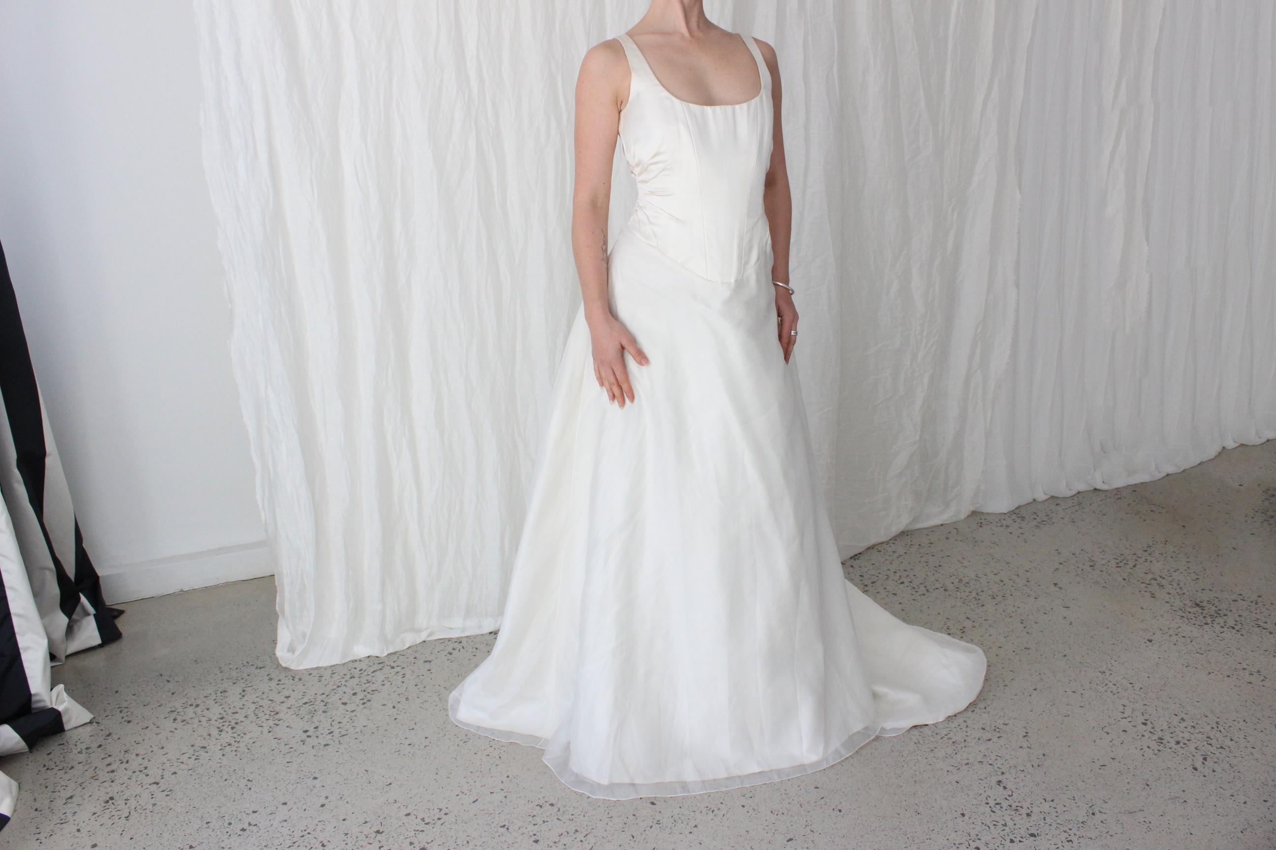 90s Duchess Satin Corset Bodice Gown