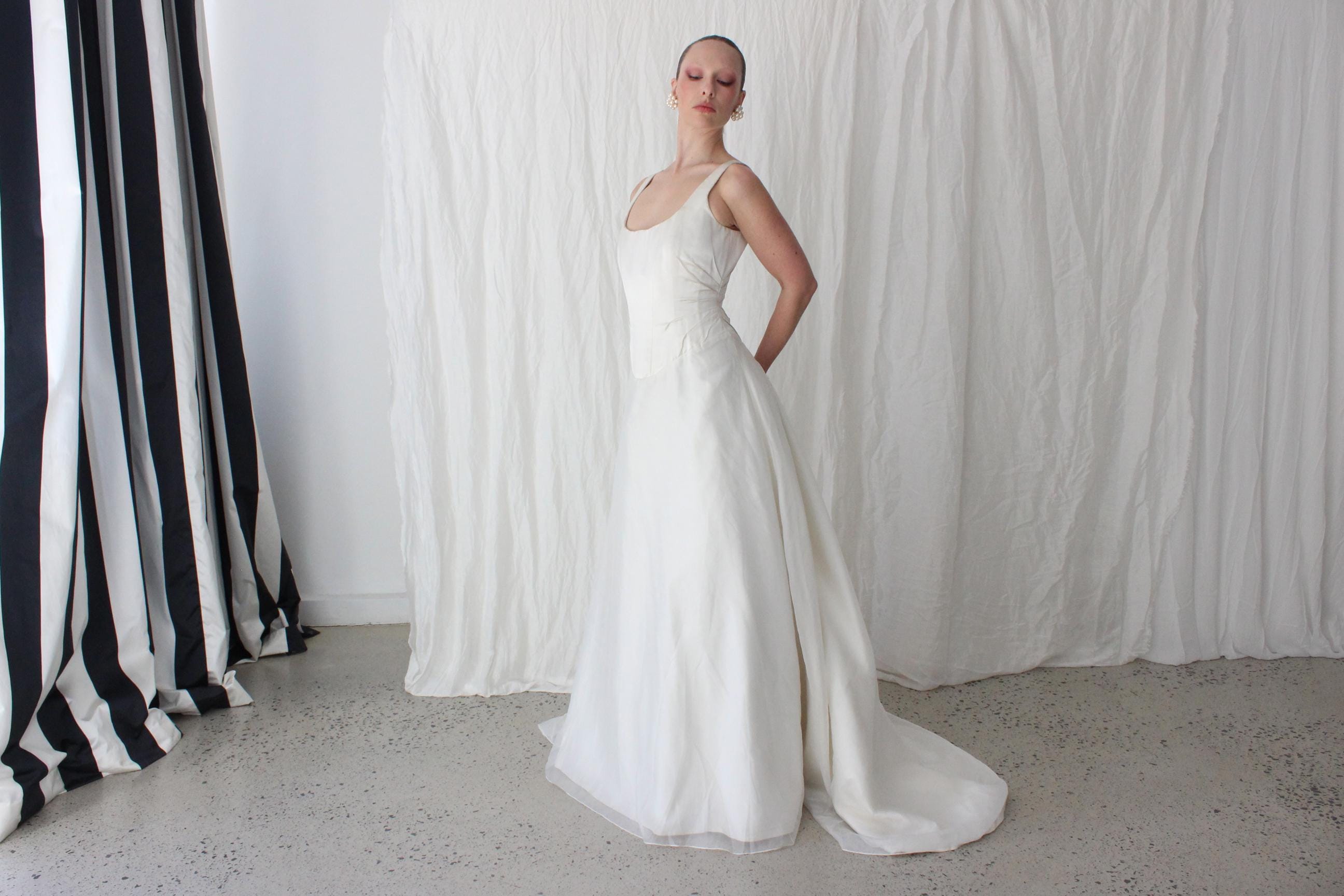 90s Duchess Satin Corset Bodice Gown