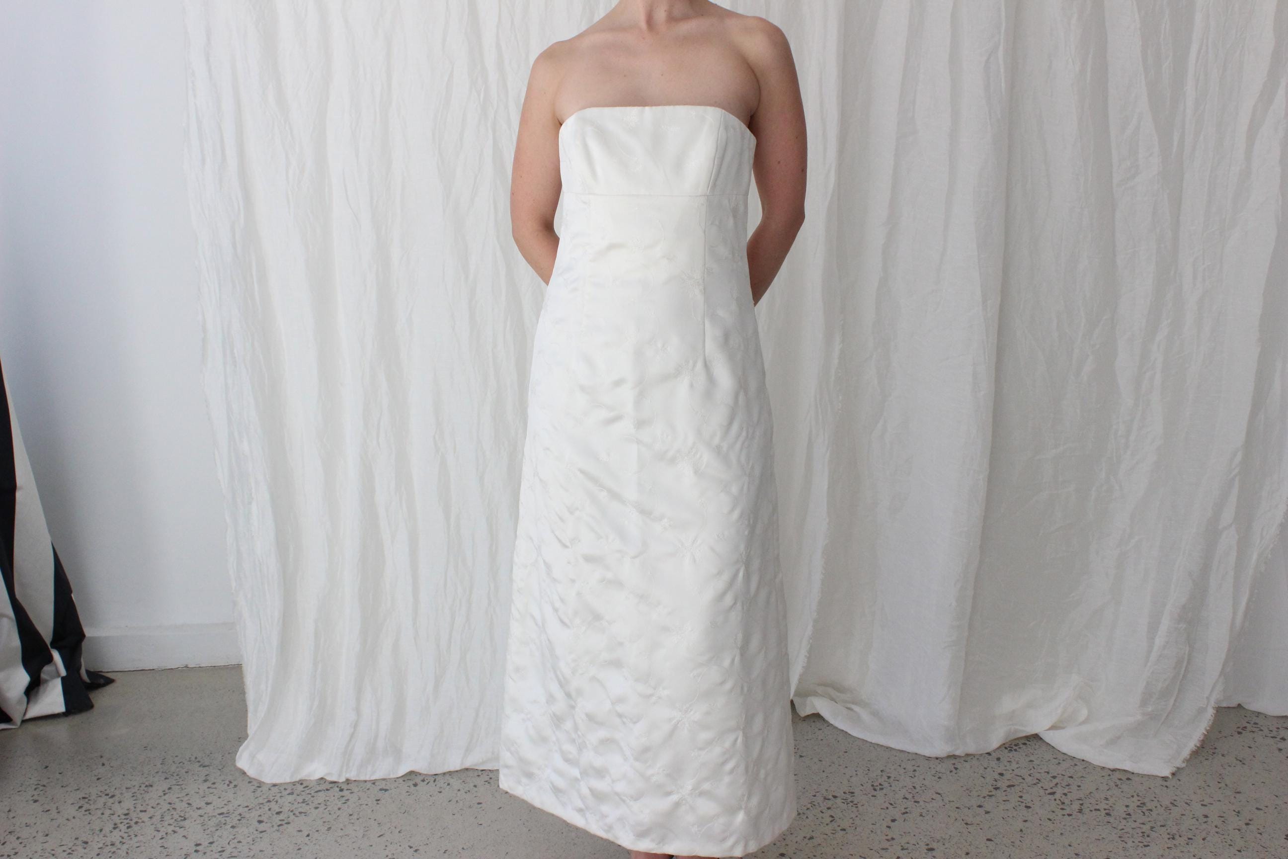 90s Nicole Miller Silk Strapless A-Line Dress