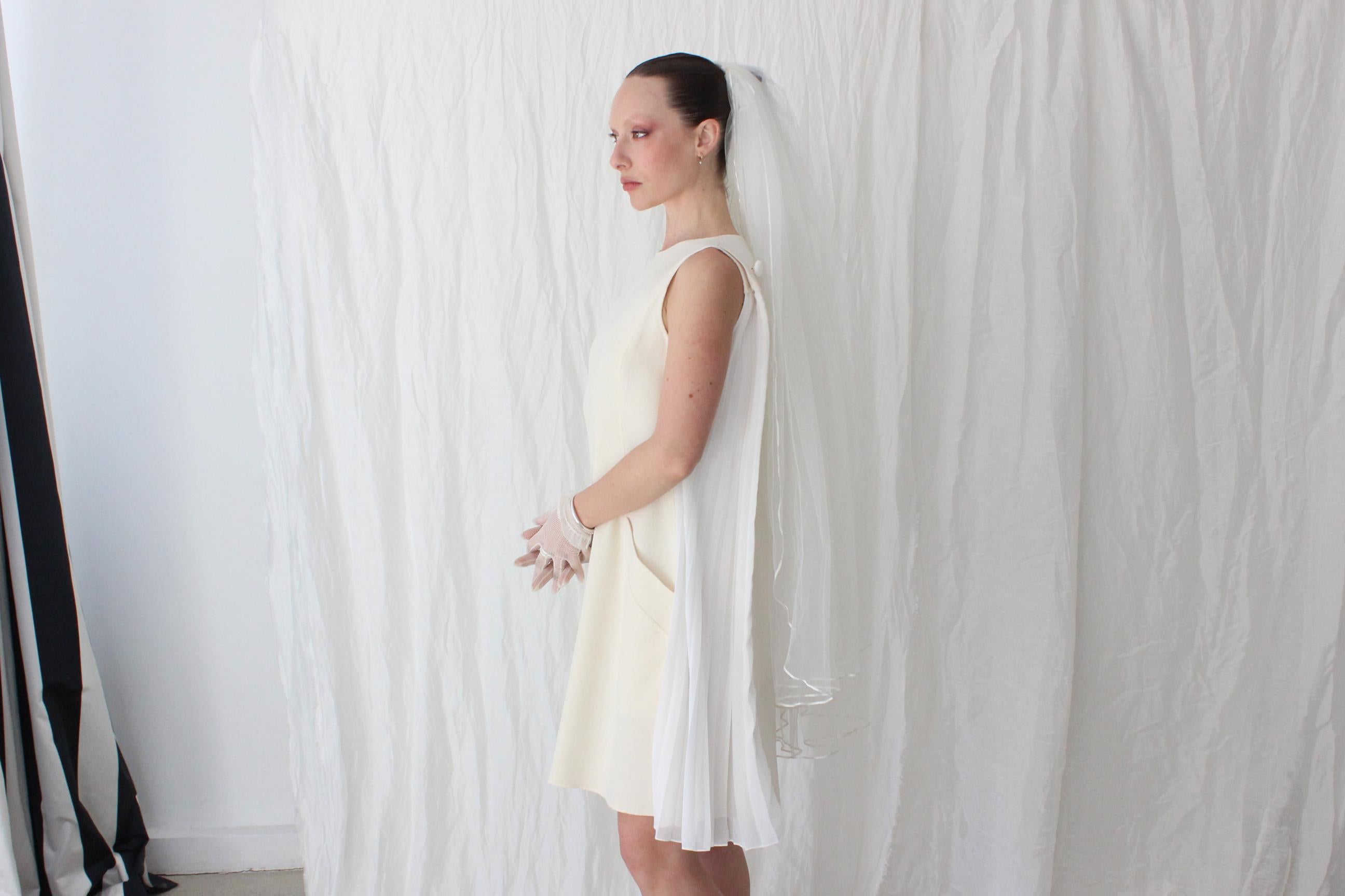 80s Cream Double Layer Tulle Wedding Veil