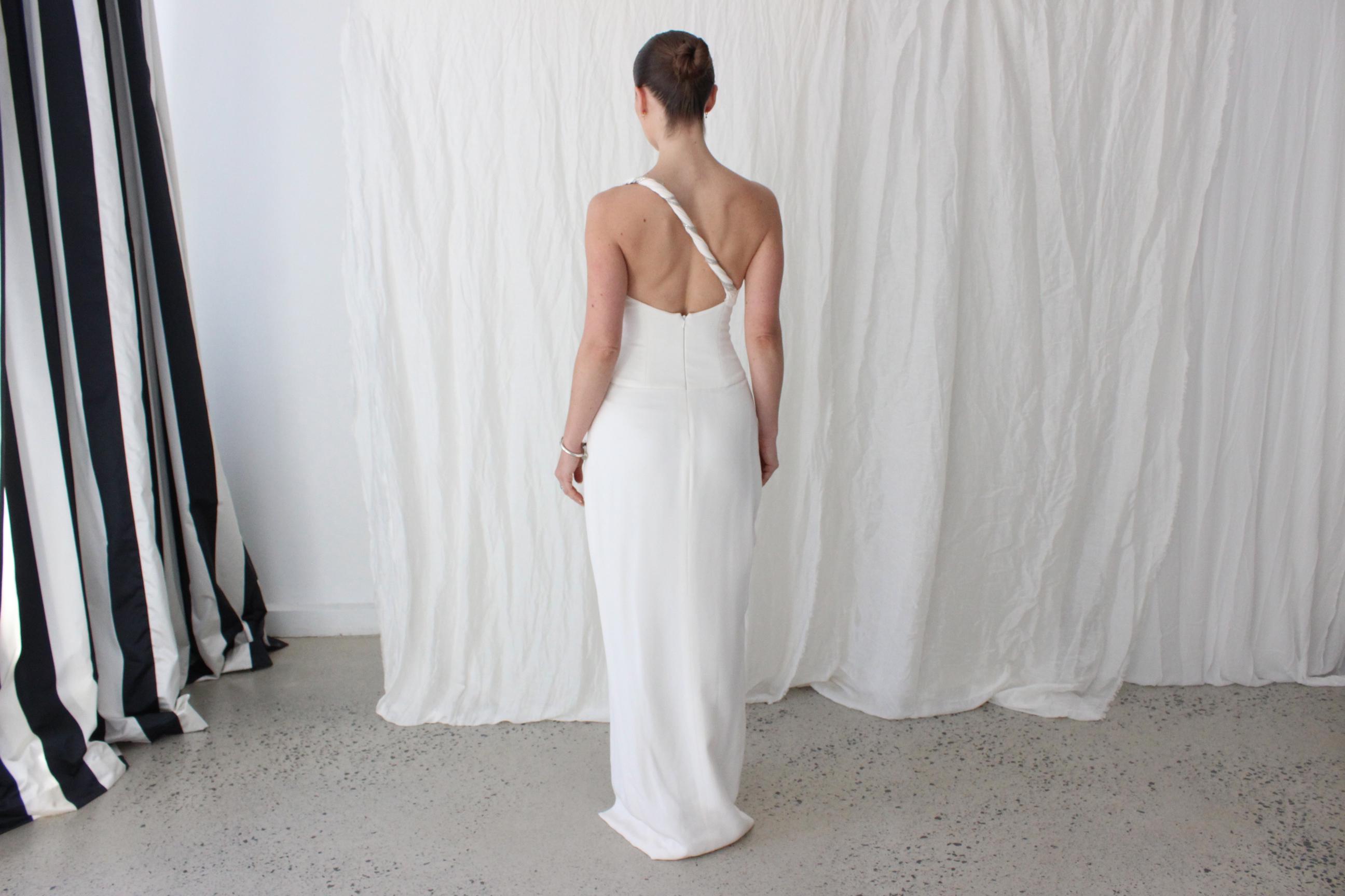 Y2K Silk & Rhinestone One Shoulder Column Gown
