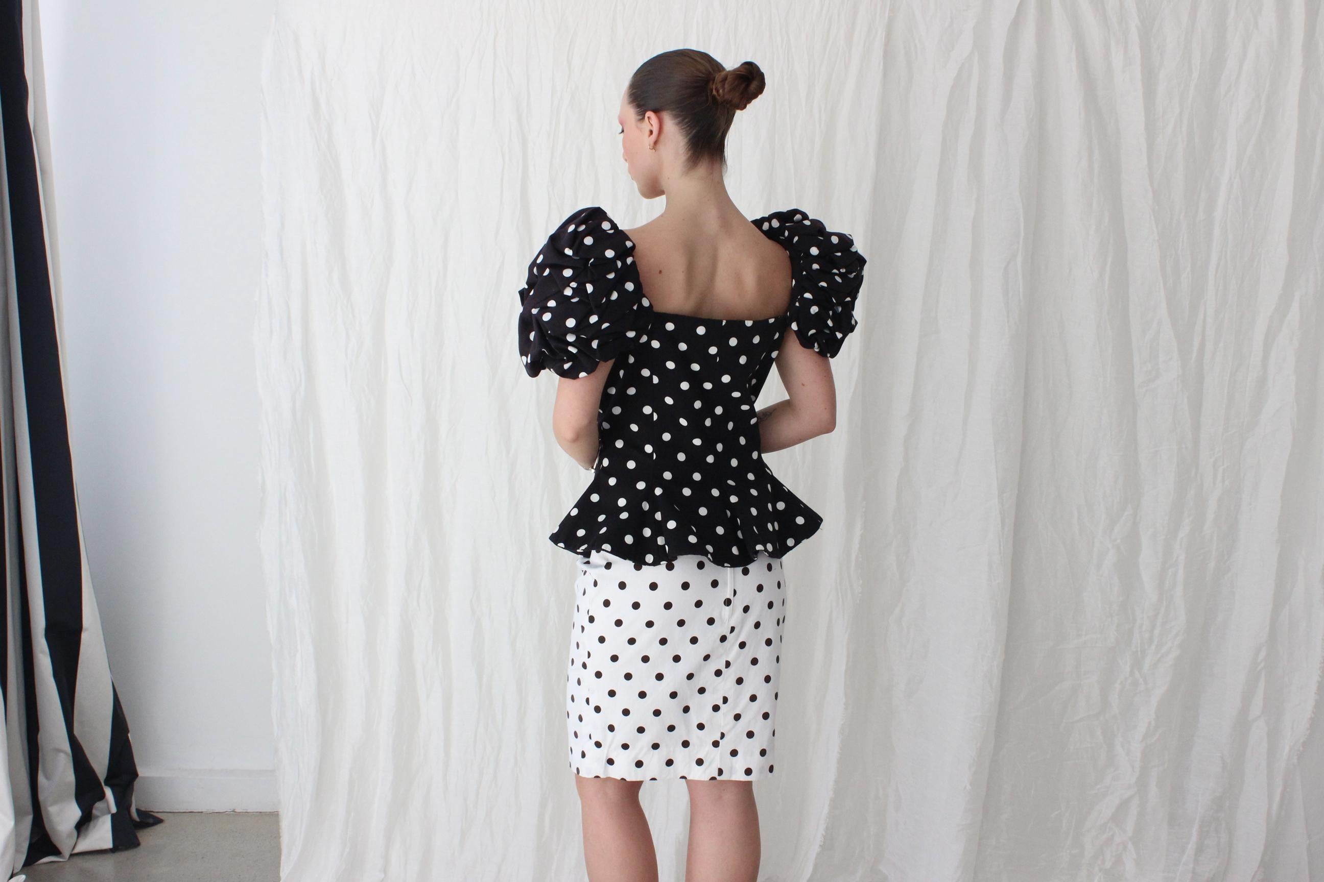 80s Lillie Rubin Monochromatic Polka Dot Set