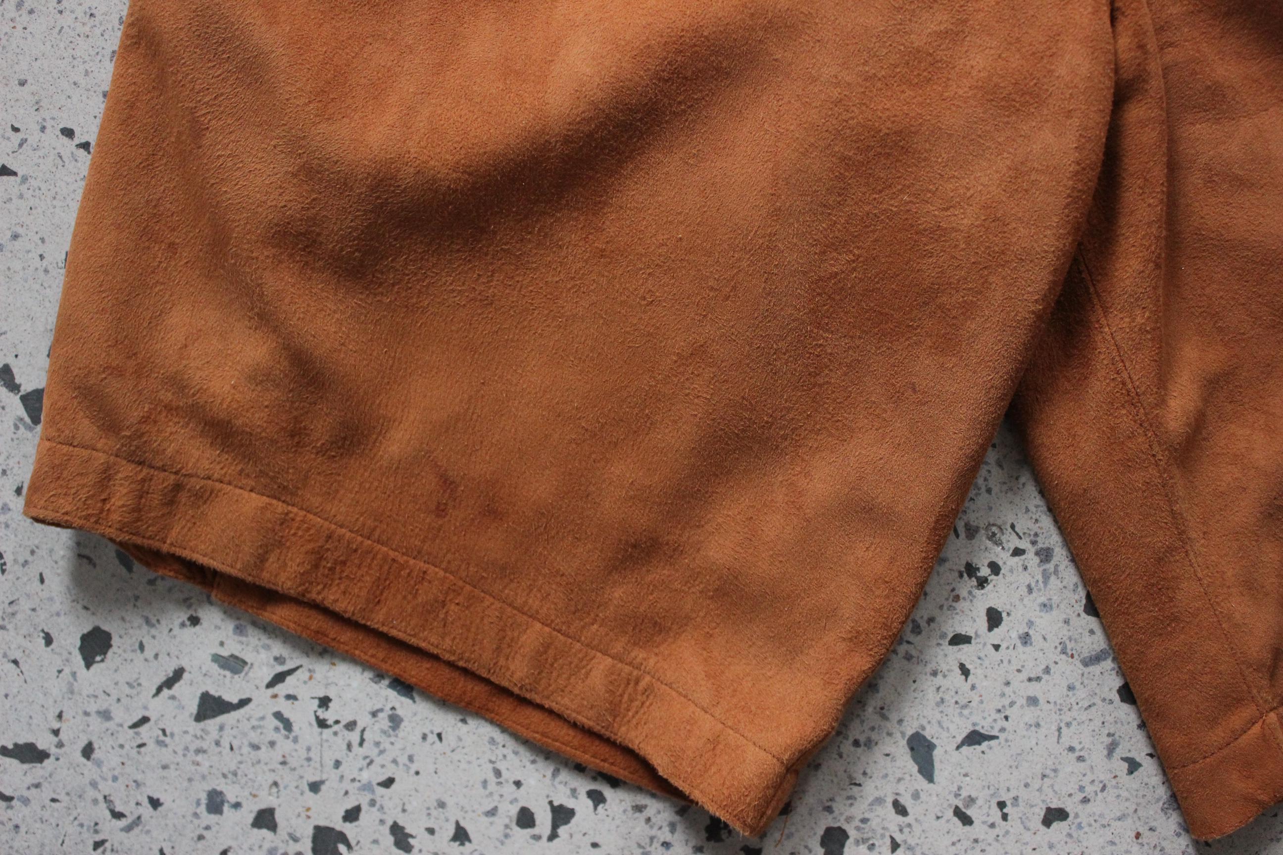 80s Caramel Suede Leather Knee Length Shorts