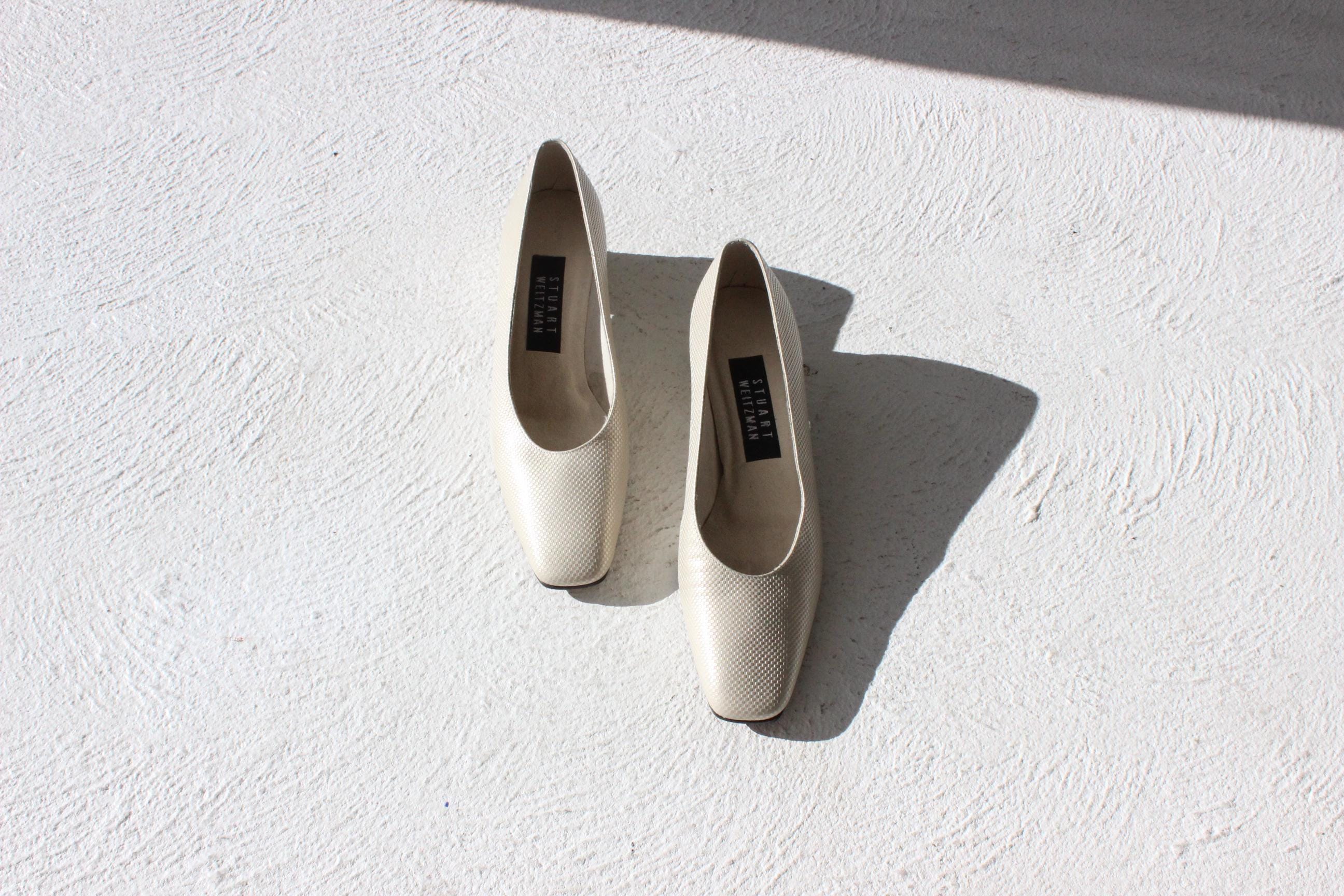 90s Stuart Weitzman Oyster Metallic Leather Heels - Euro 37