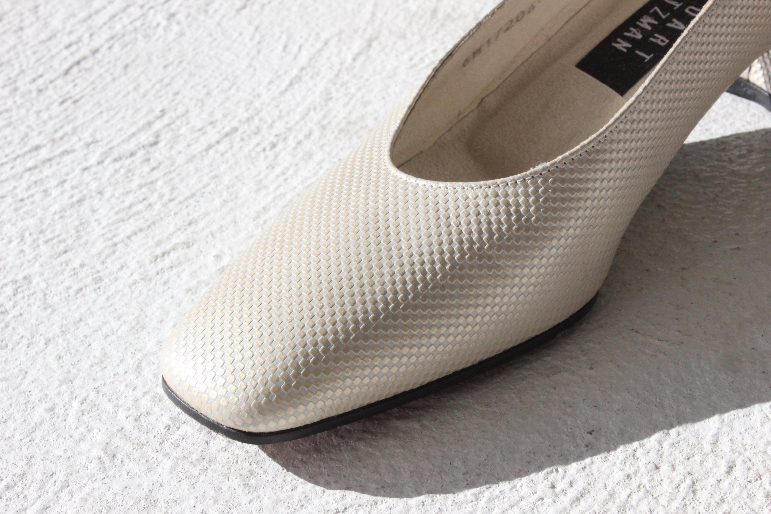 90s Stuart Weitzman Oyster Metallic Leather Heels - Euro 37