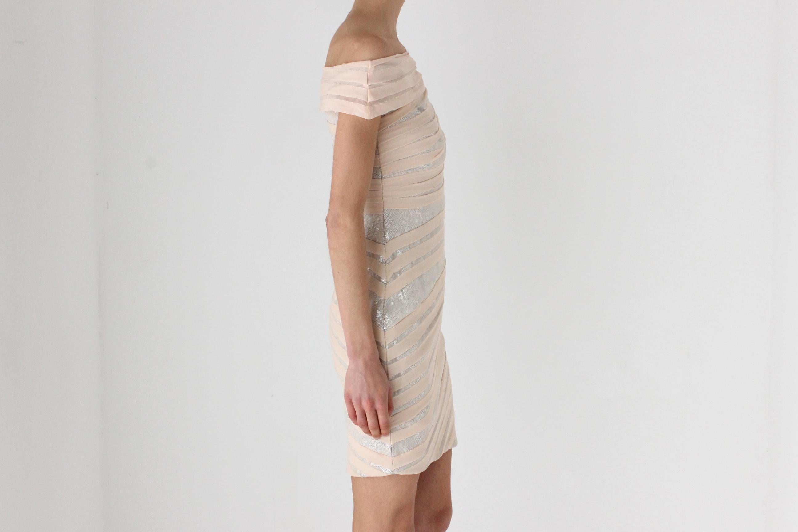 Sexy Y2K Tadashi Silk & Sequin 'Wrapped' Bandage Mini