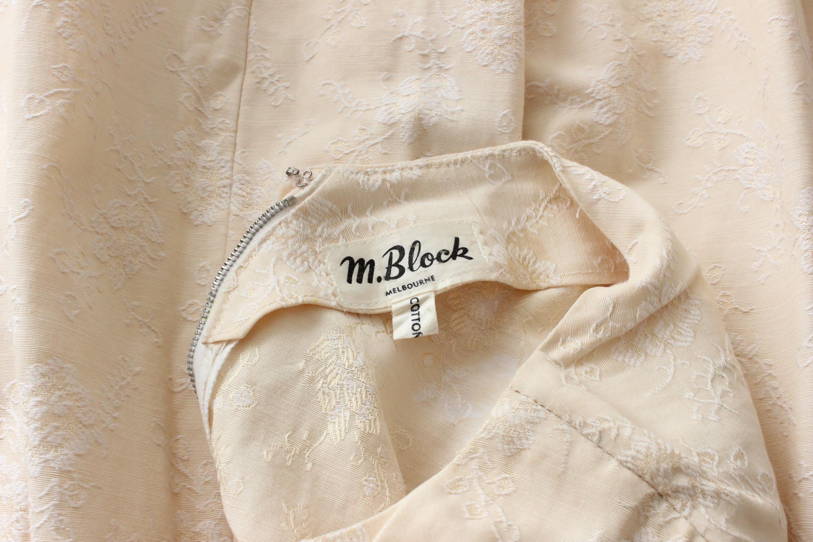 50s Buttercream Embroidered Jacquard Cotton Bubble Skirt Dress