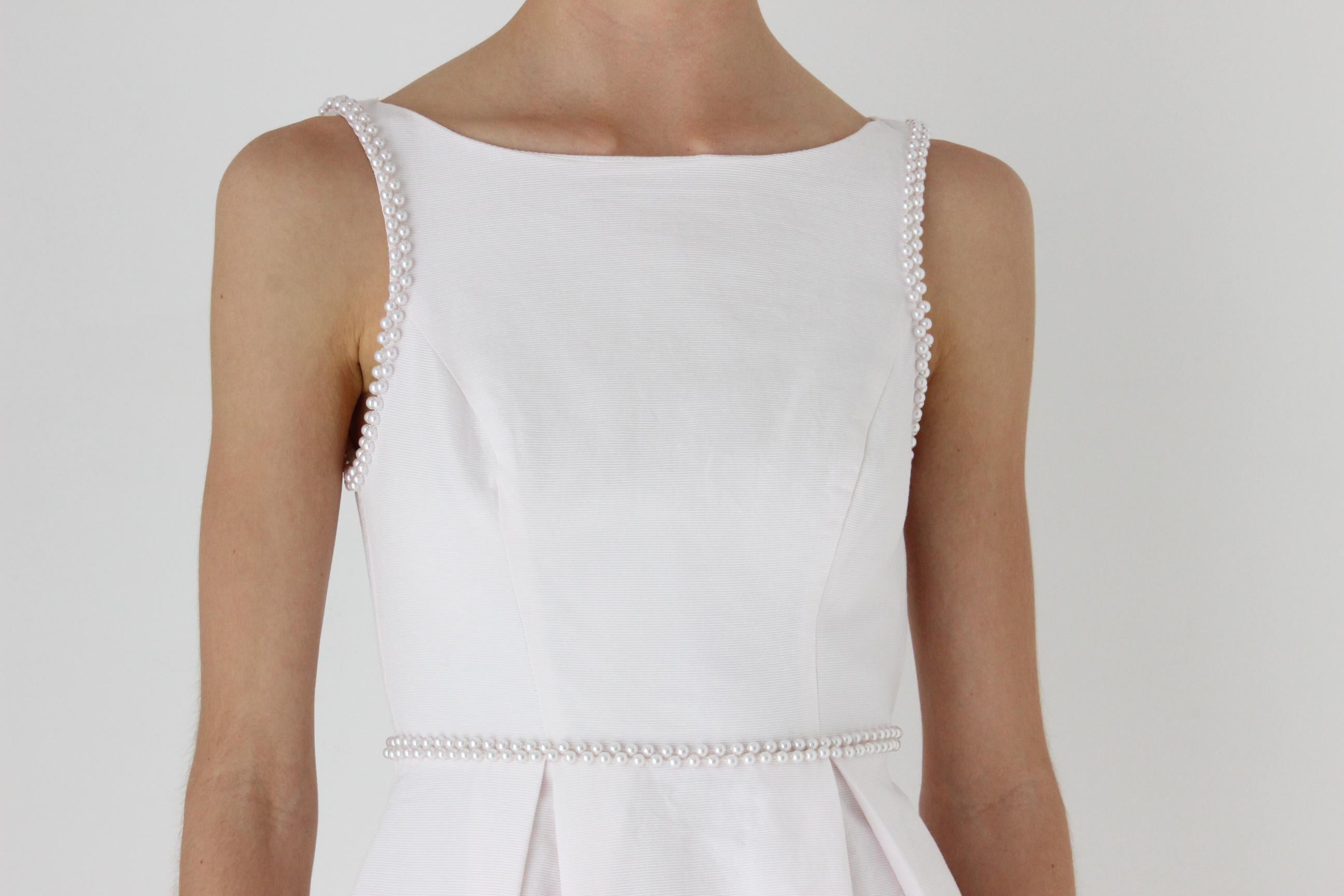 Y2K Petite Bateau Neck Puffball Mini w/ Pearls