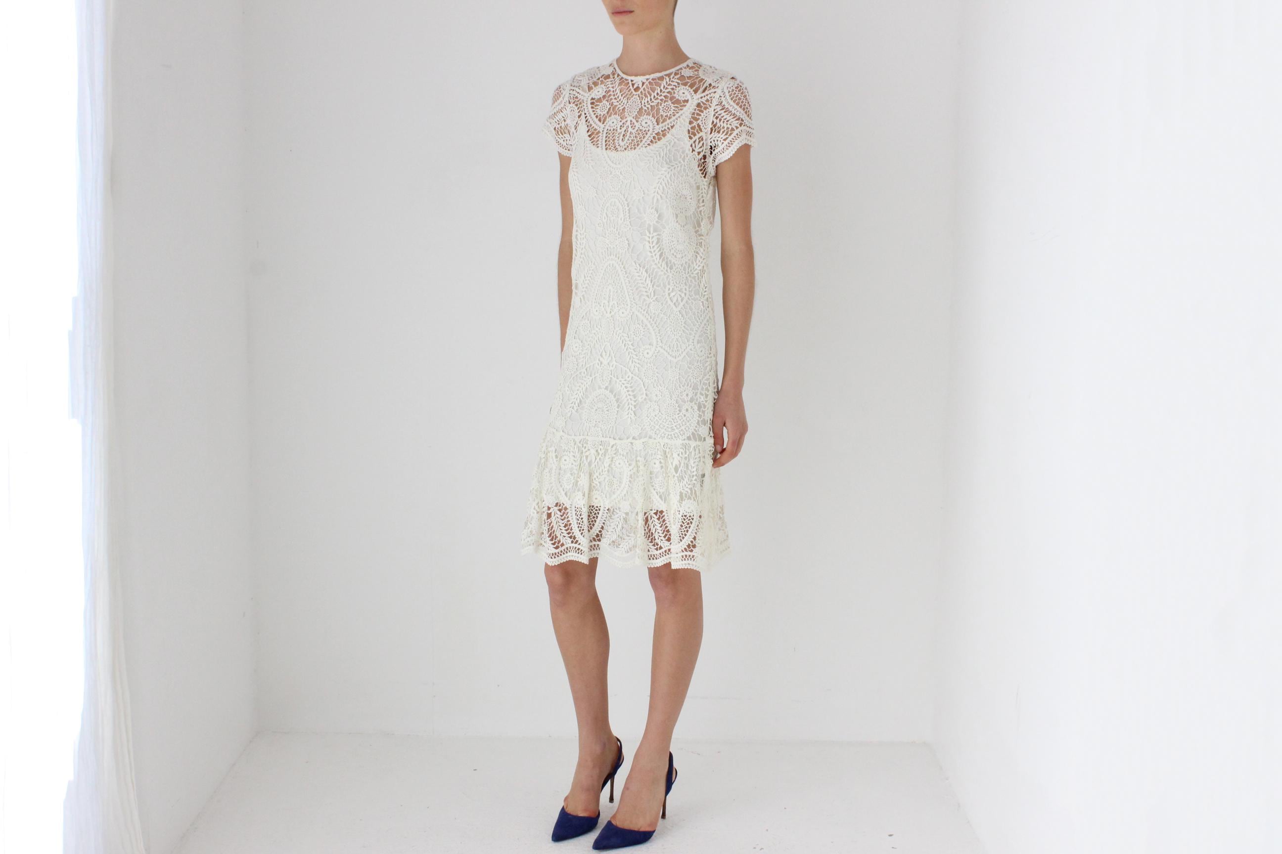 Y2K Ralph Lauren Cotton Crochet Dress