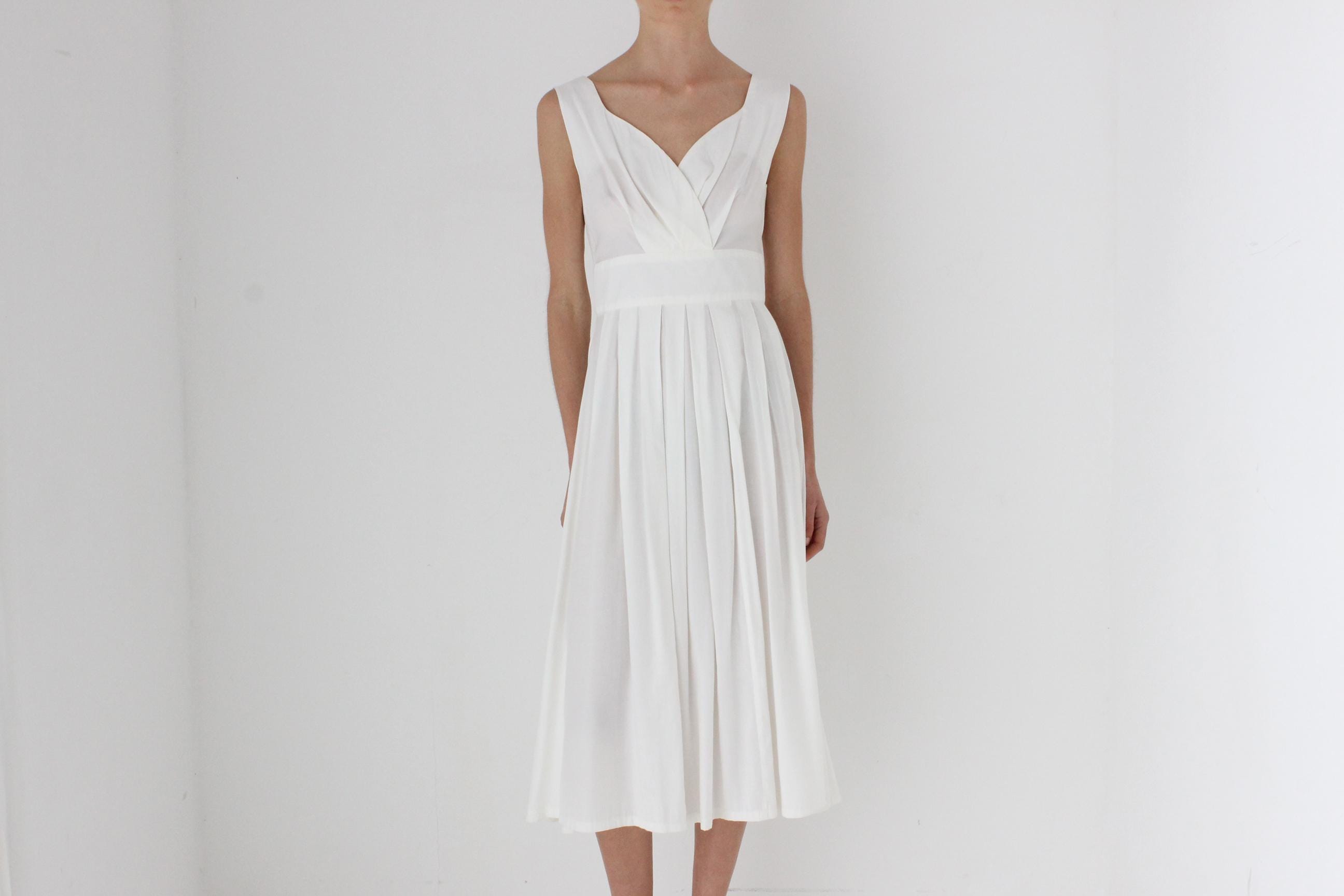 90s Does 50s Circle Skirt Bridal Picnic Dress