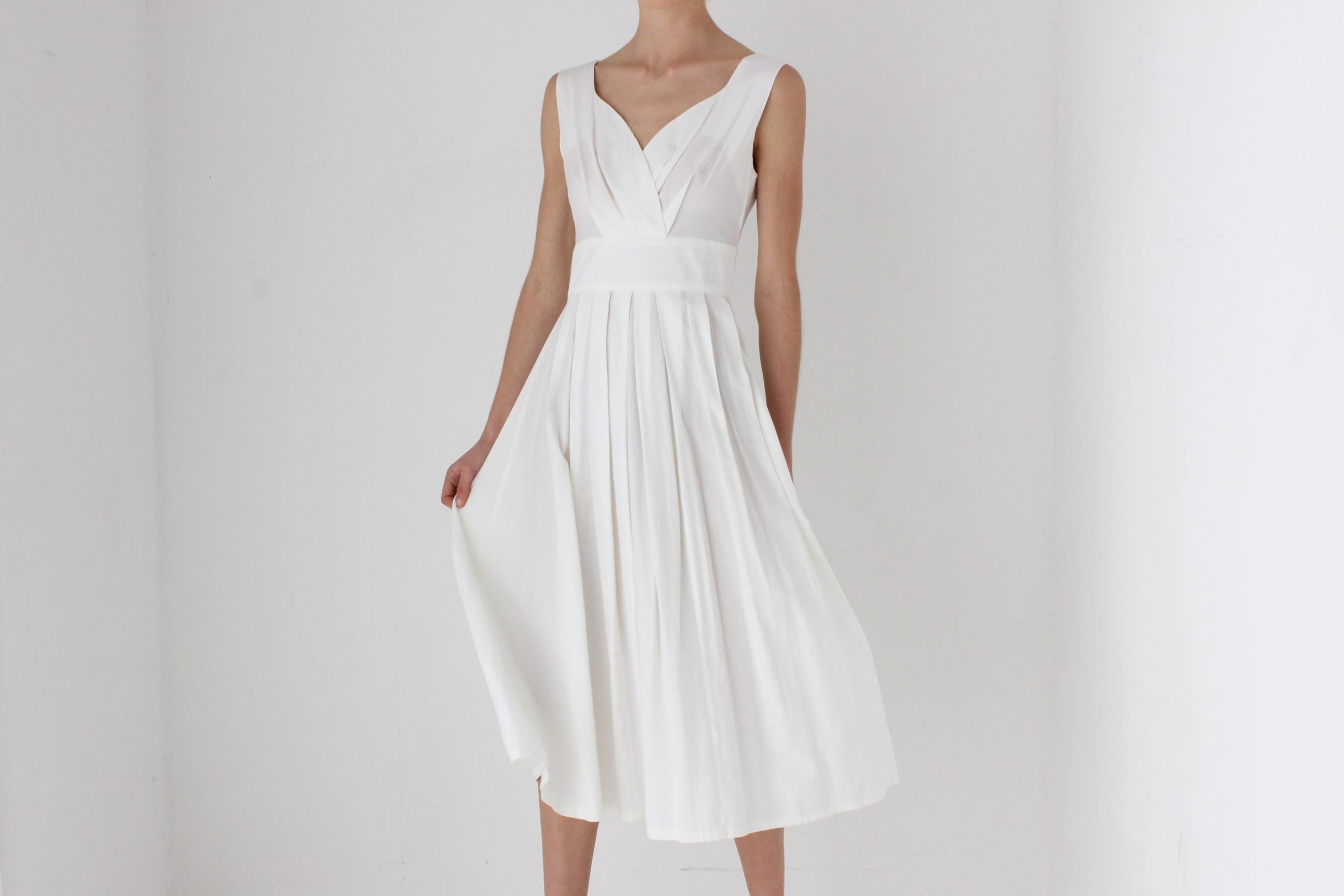 90s Does 50s Circle Skirt Bridal Picnic Dress