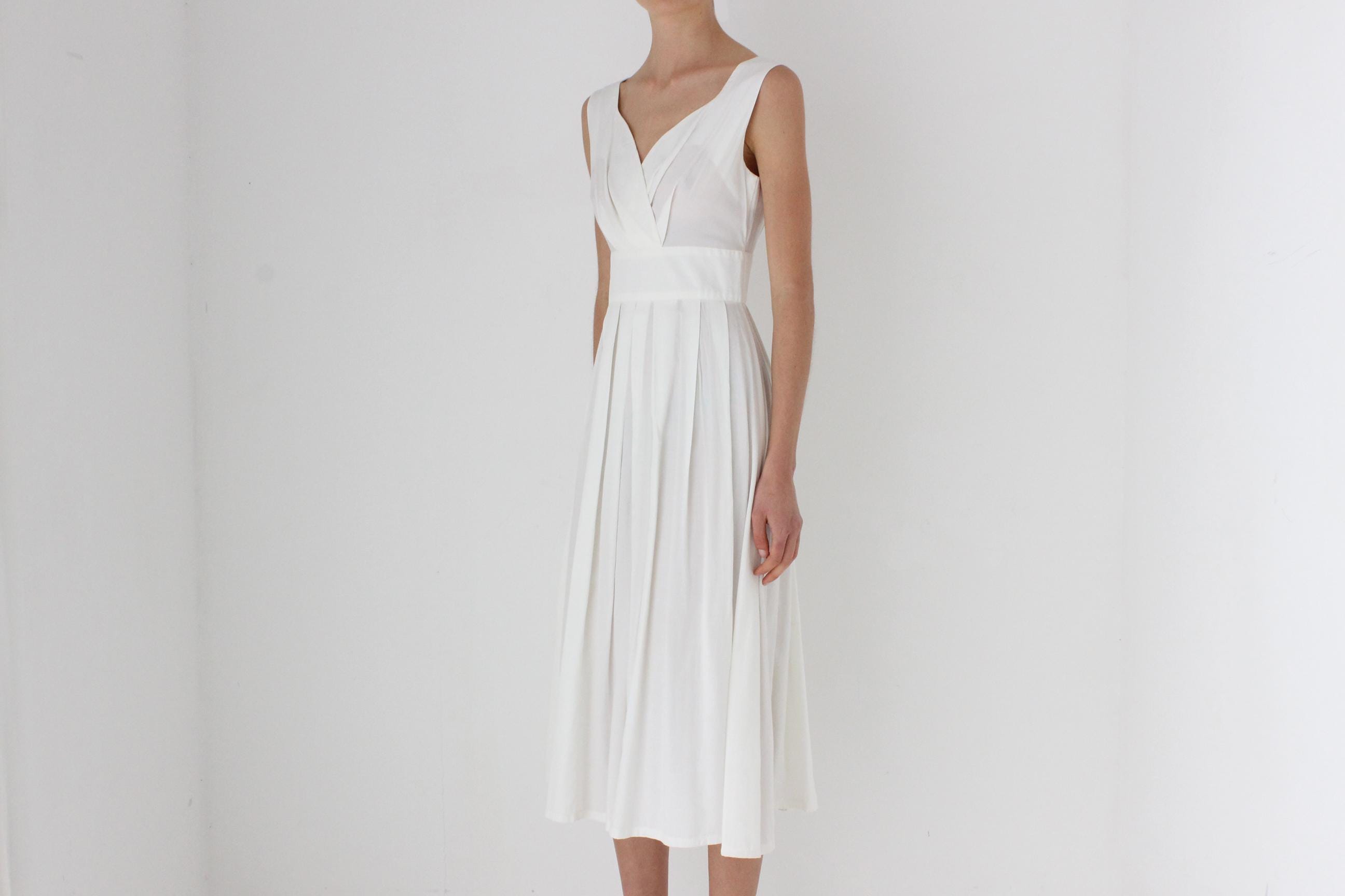 90s Does 50s Circle Skirt Bridal Picnic Dress