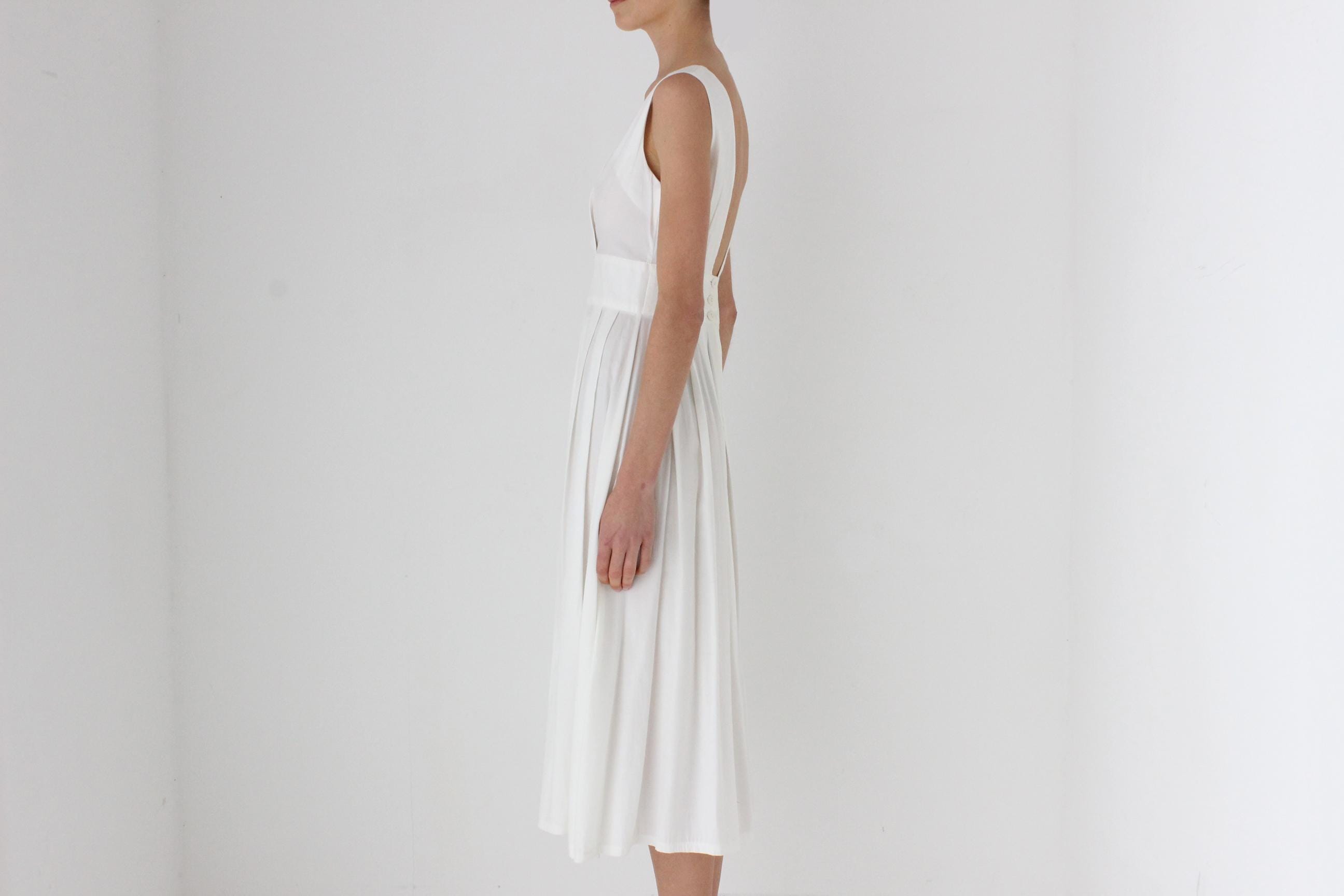90s Does 50s Circle Skirt Bridal Picnic Dress