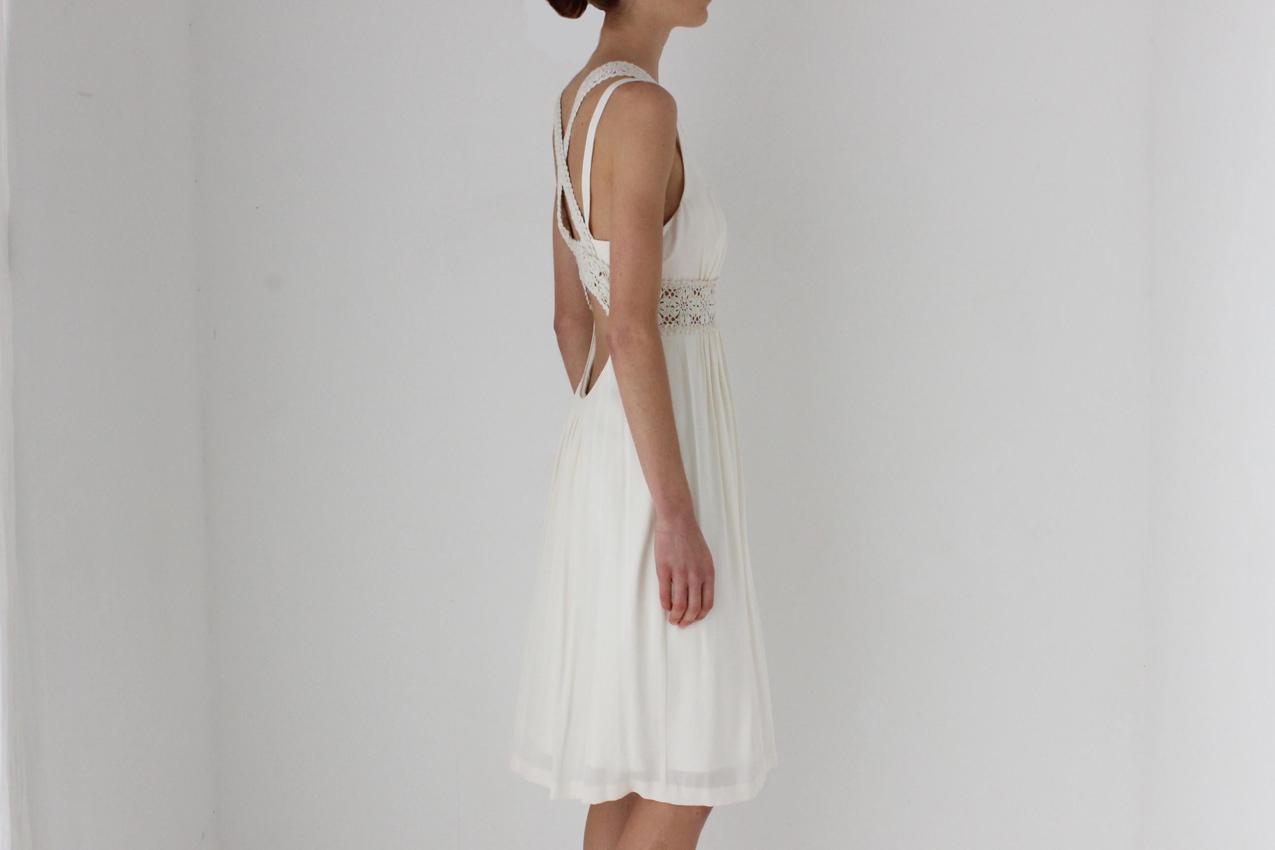 Y2K Nicole Miller Silk & Macrame Trim Dress