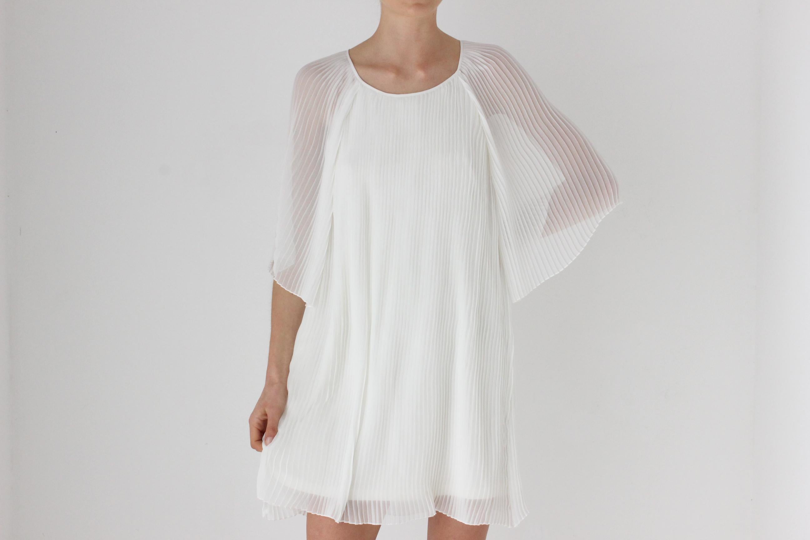 2000s Nicola Finetti Sheer Pleated Mini Dress