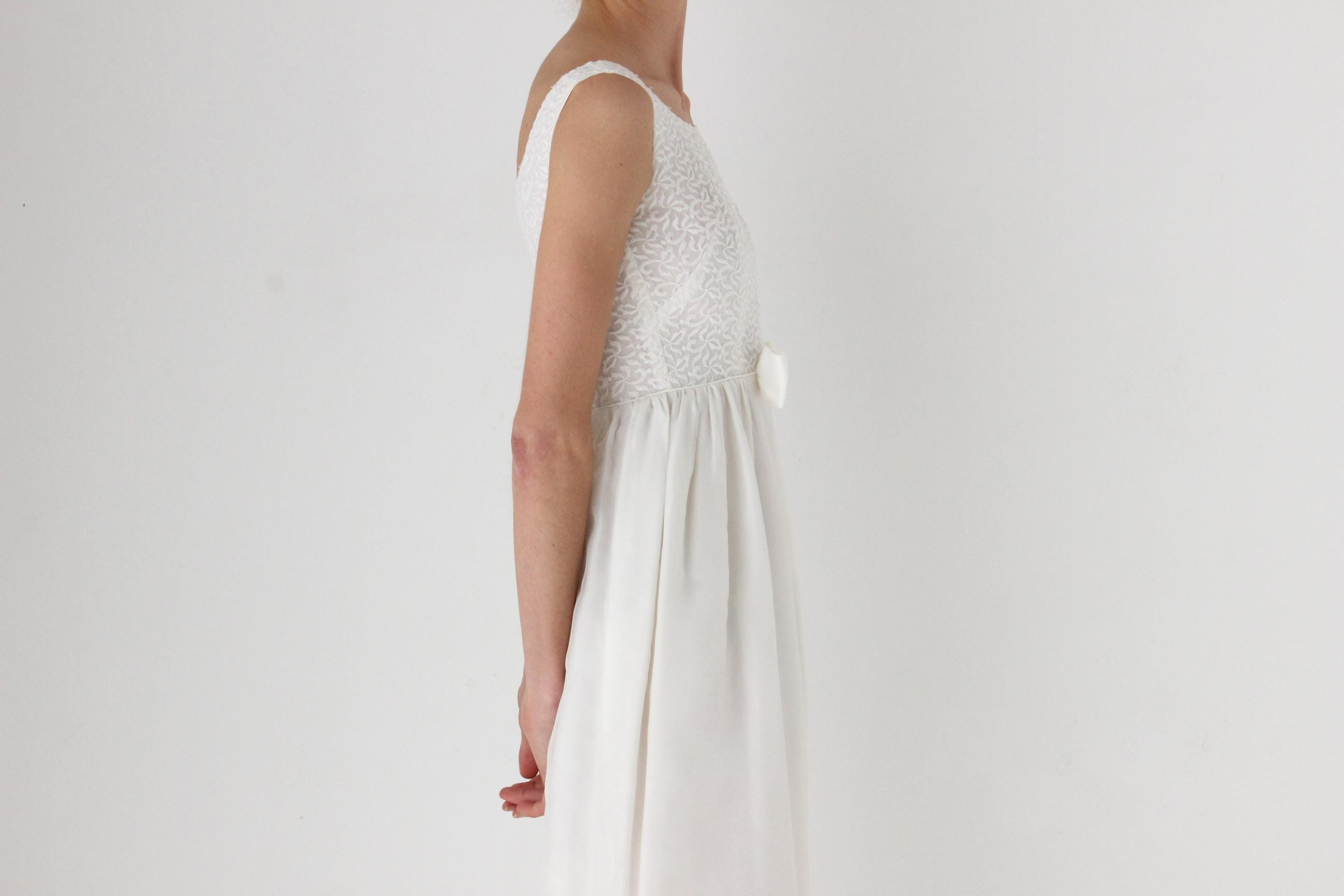 Dreamy 60s Empire Waist Wedding Dress w/ Bow