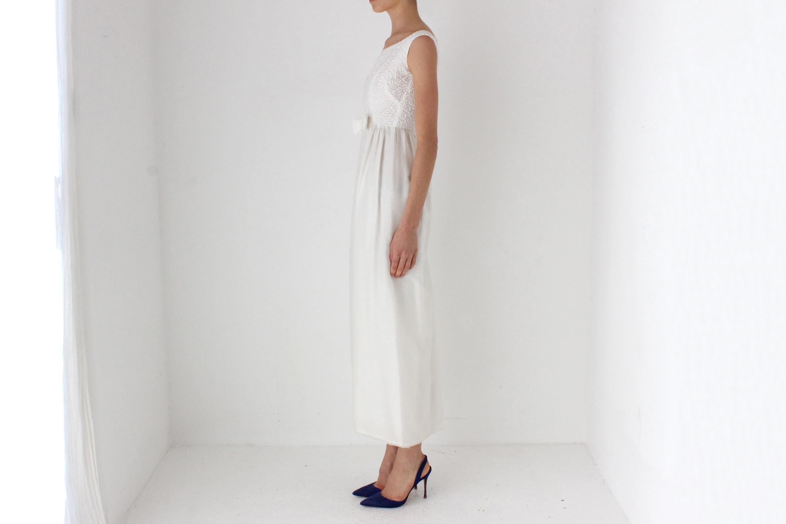 Dreamy 60s Empire Waist Wedding Dress w/ Bow