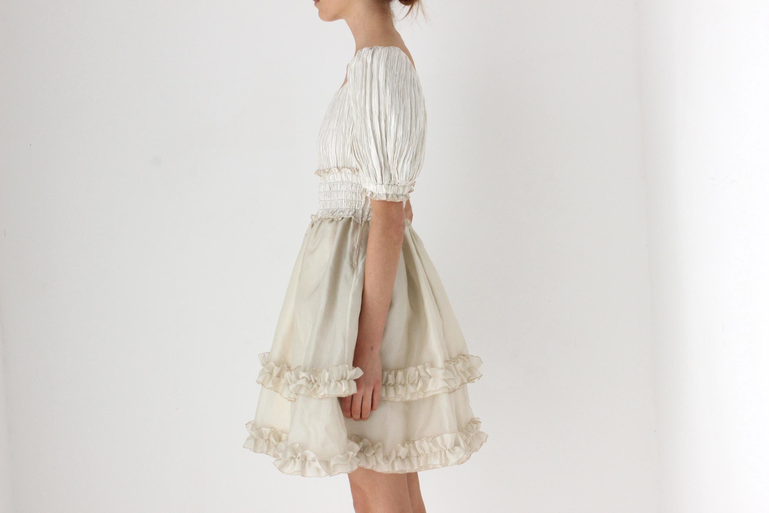 80s Mary McFadden Couture Fortuny Pleated Organza Mini