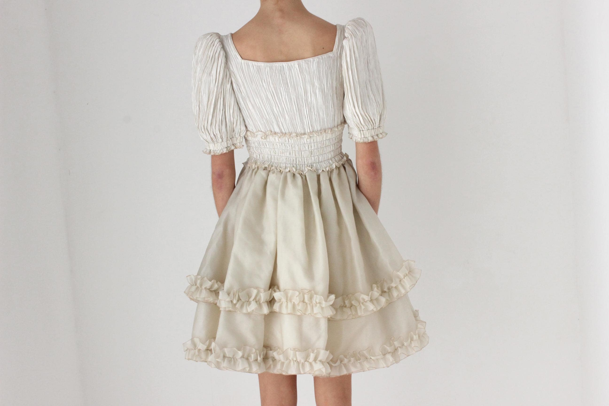 80s Mary McFadden Couture Fortuny Pleated Organza Mini