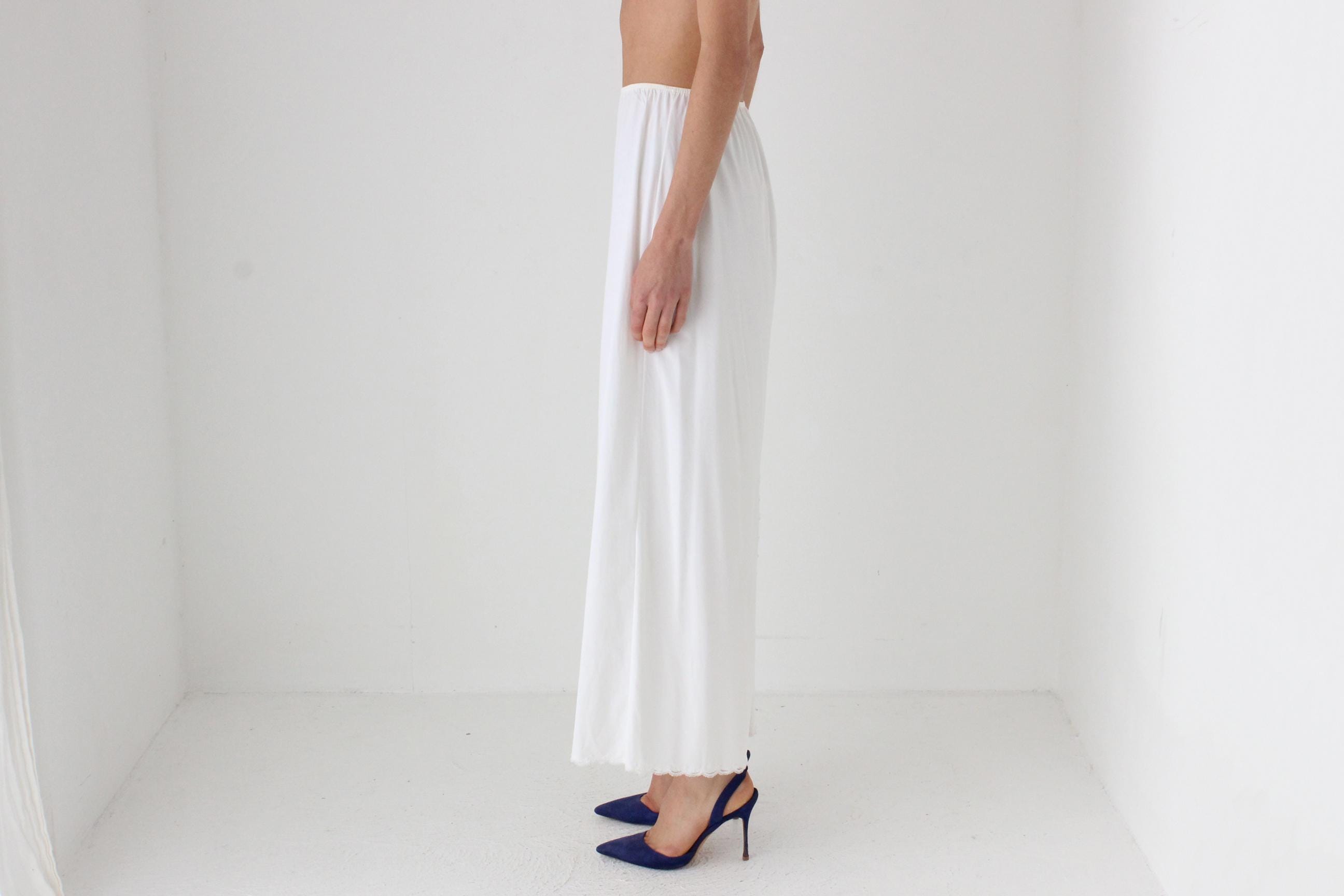 80s Easy Nylon Negligee Slip Skirt