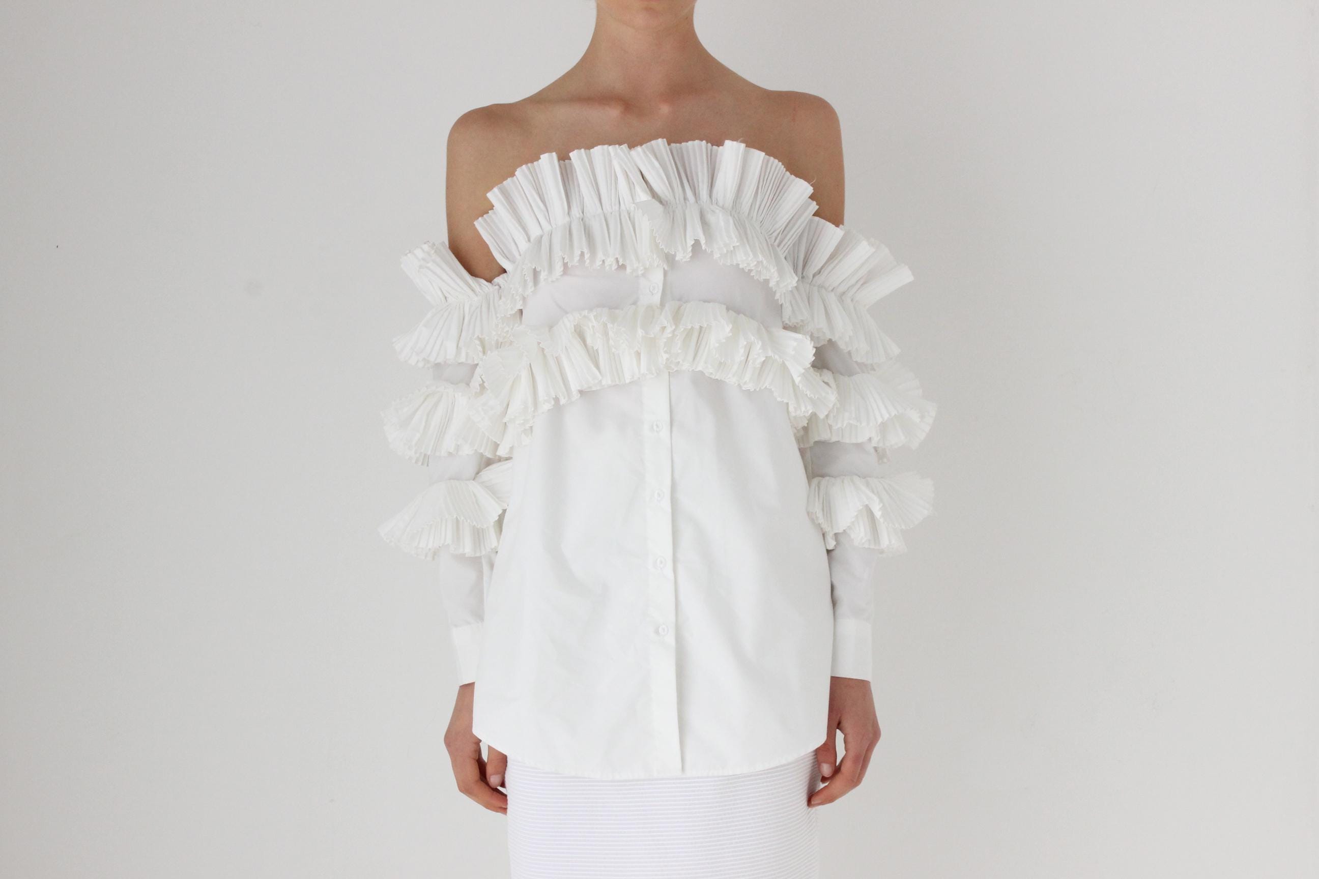 Contemporary Sculptural Pleated Shirt