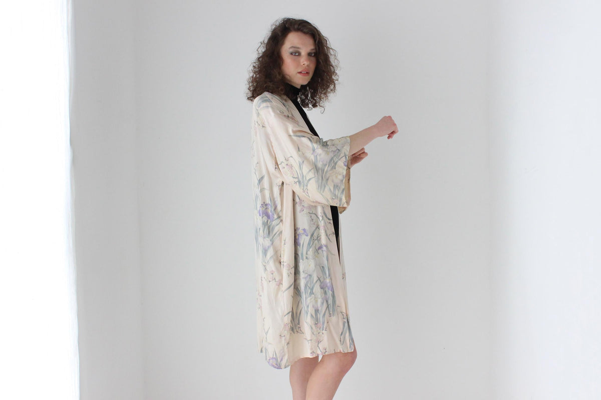90s Pure Silk Pastel Blossom Kimono Robe