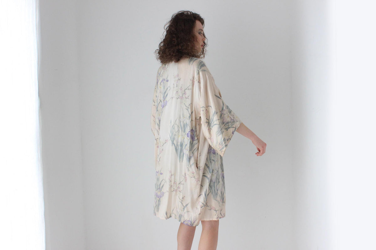90s Pure Silk Pastel Blossom Kimono Robe