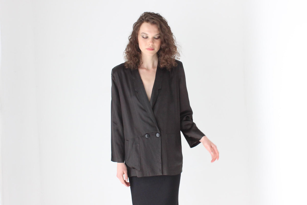80s - Le Smoking - Silky Acetate Blazer Jacket
