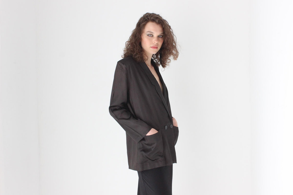 80s - Le Smoking - Silky Acetate Blazer Jacket