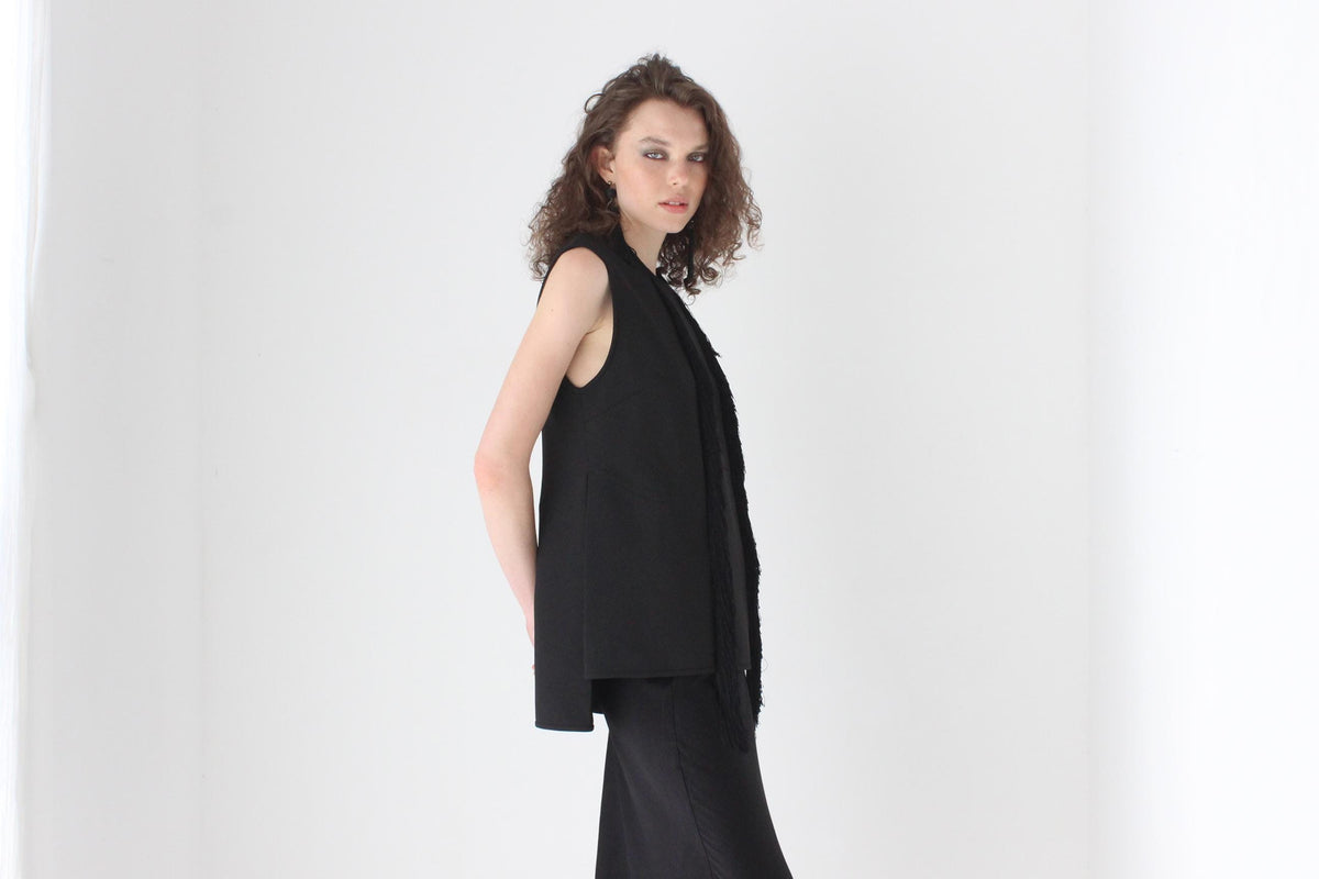 2010s Ellery Crepe Top w/ Fringe Tassel Detailing