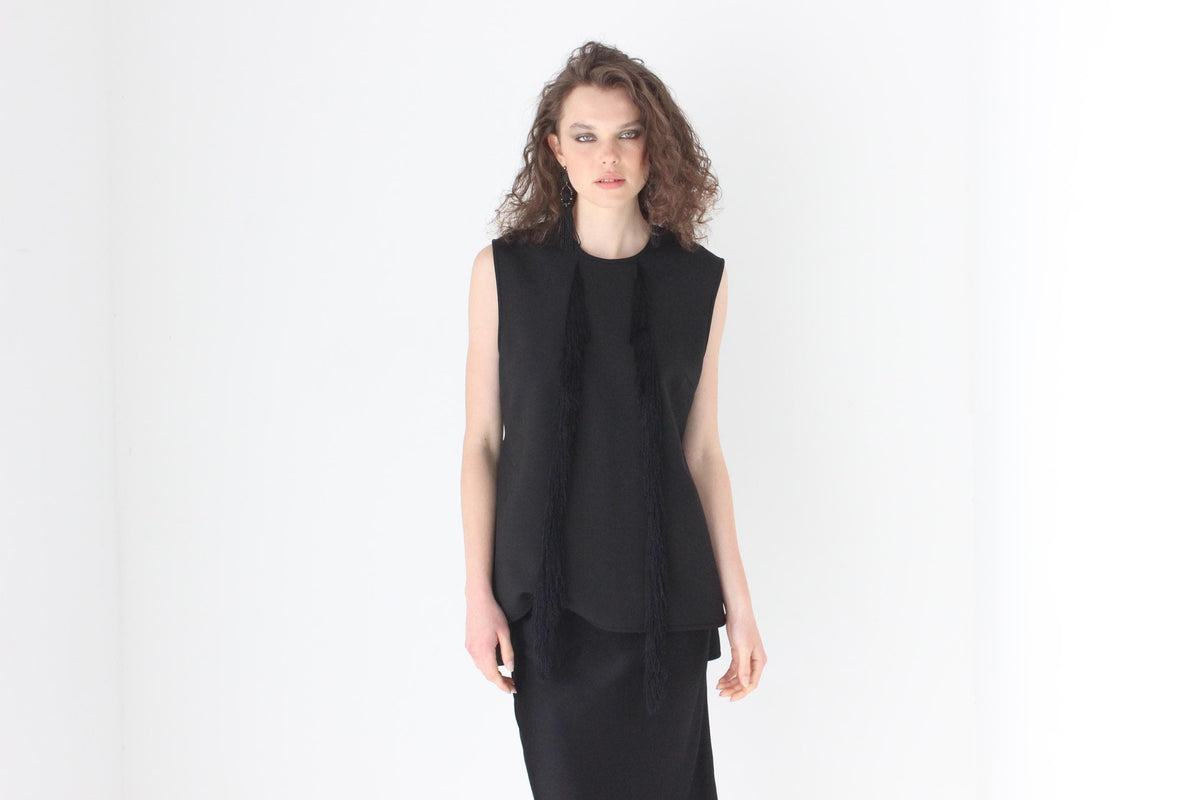 2010s Ellery Crepe Top w/ Fringe Tassel Detailing