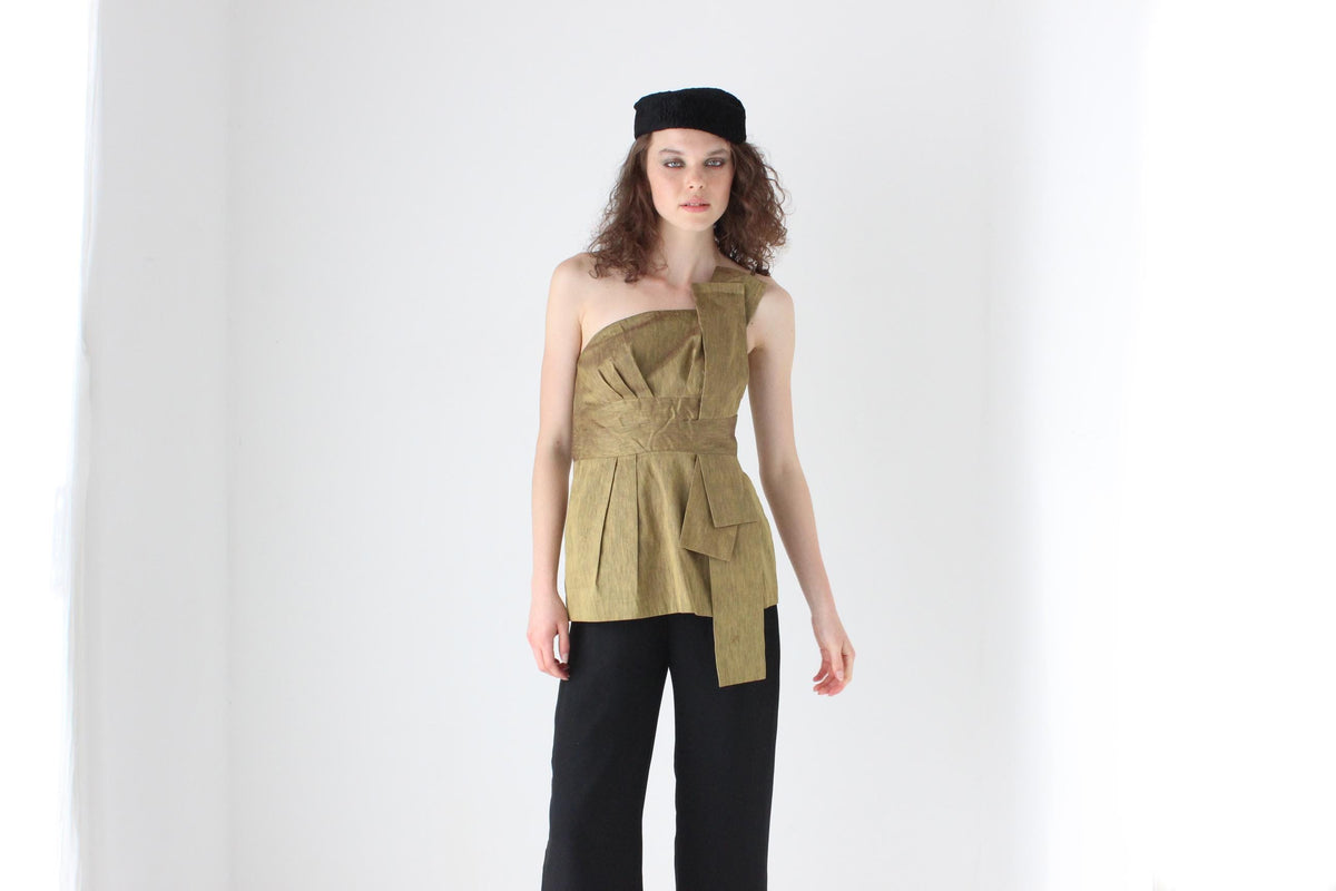 2000s Asymmetric Sculptural One Shoulder Top