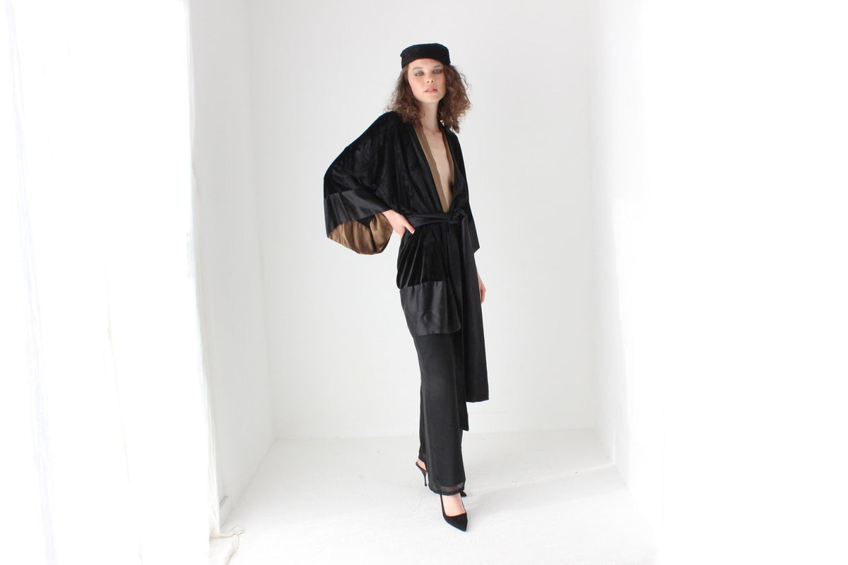 2000s Designer Crushed Velvet & Silk Kimono by Kirrily Johnston