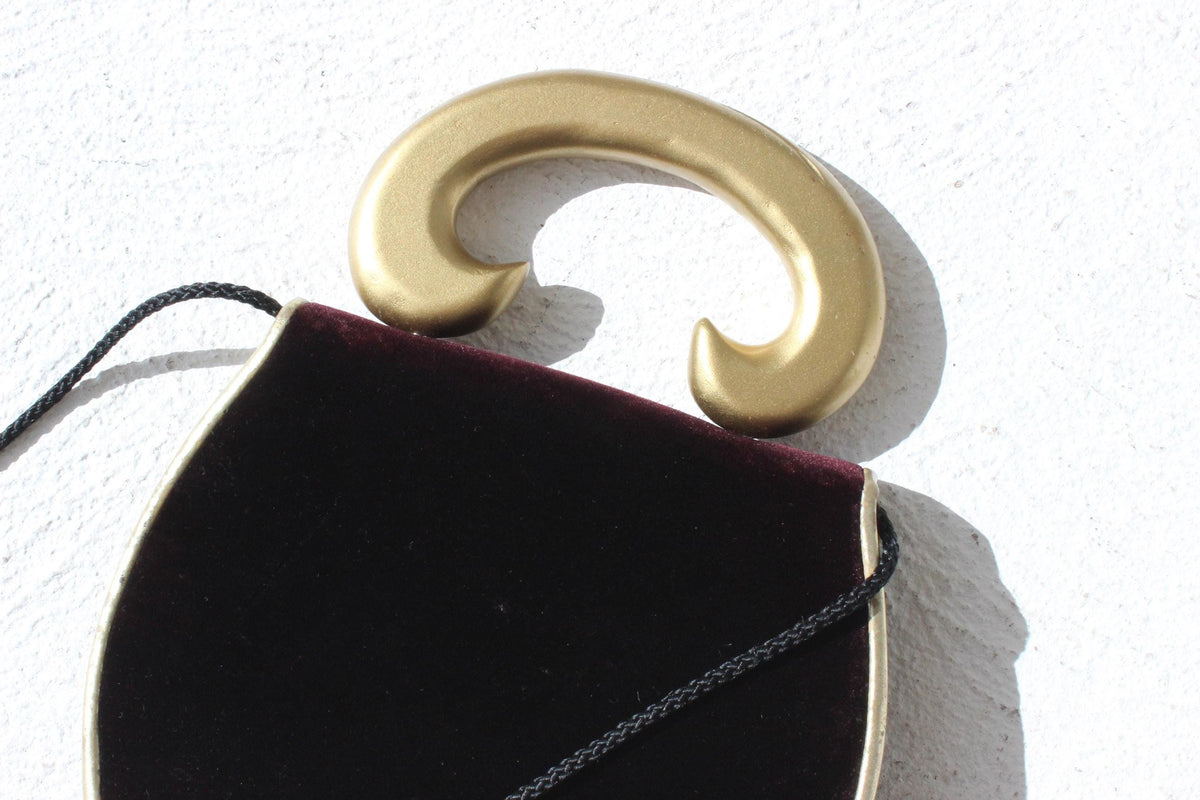 80s Opulent Velvet Bag w/ Gold Handle