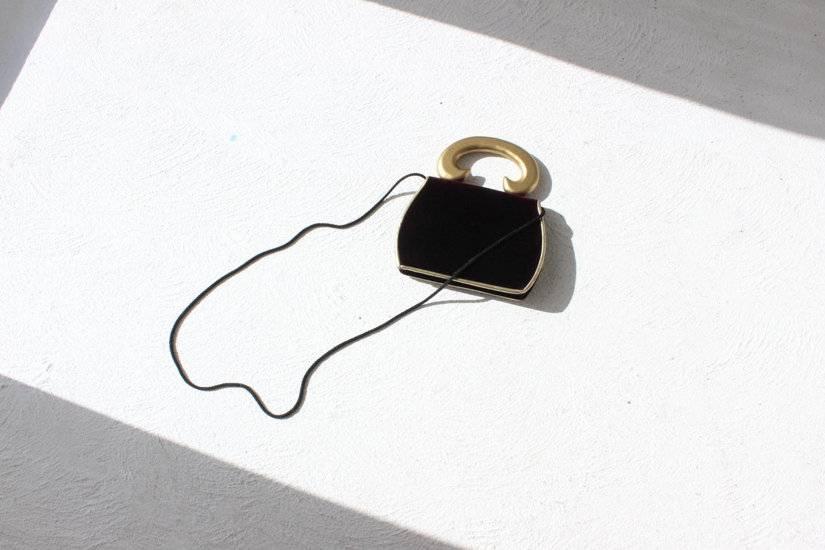 80s Opulent Velvet Bag w/ Gold Handle