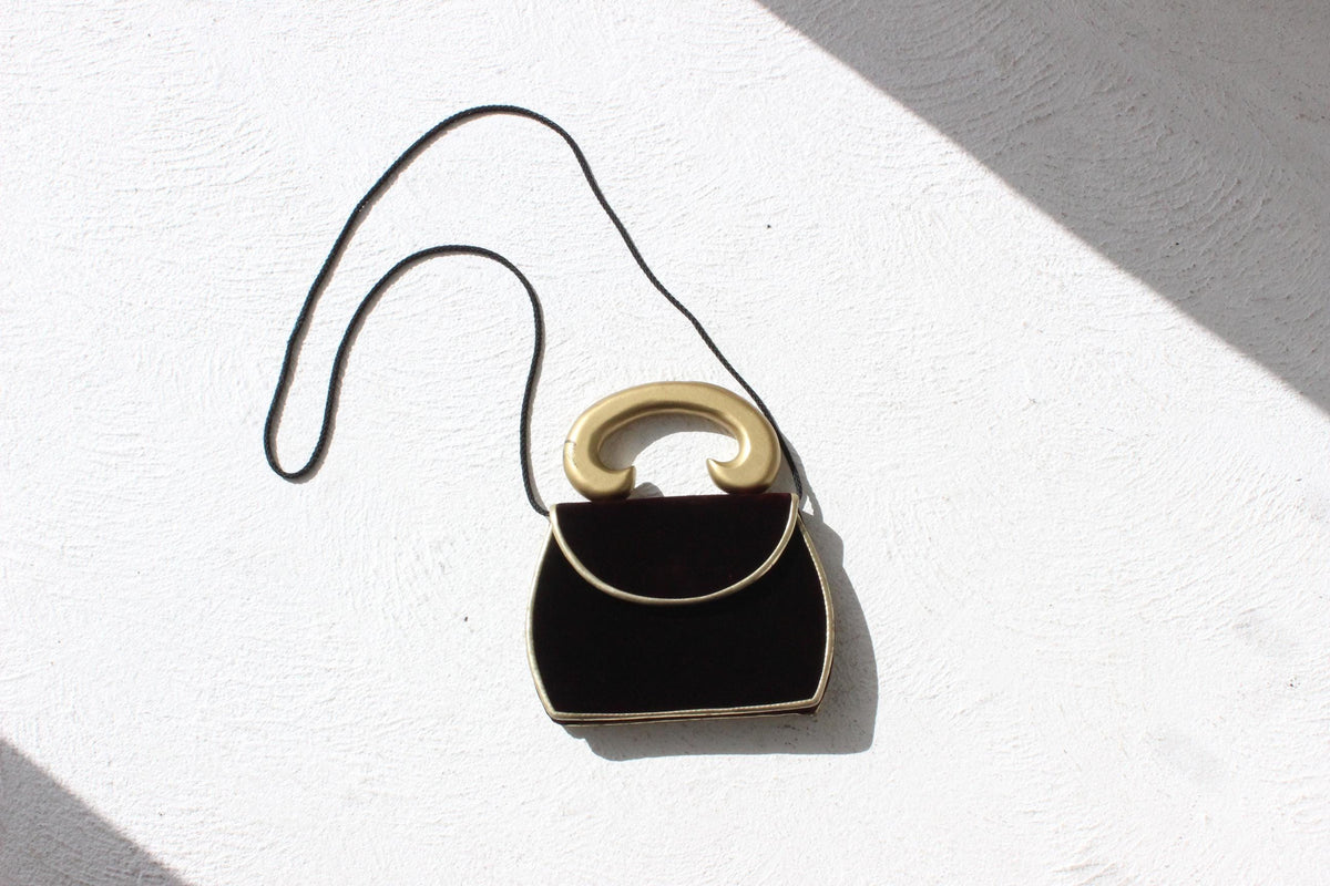 80s Opulent Velvet Bag w/ Gold Handle