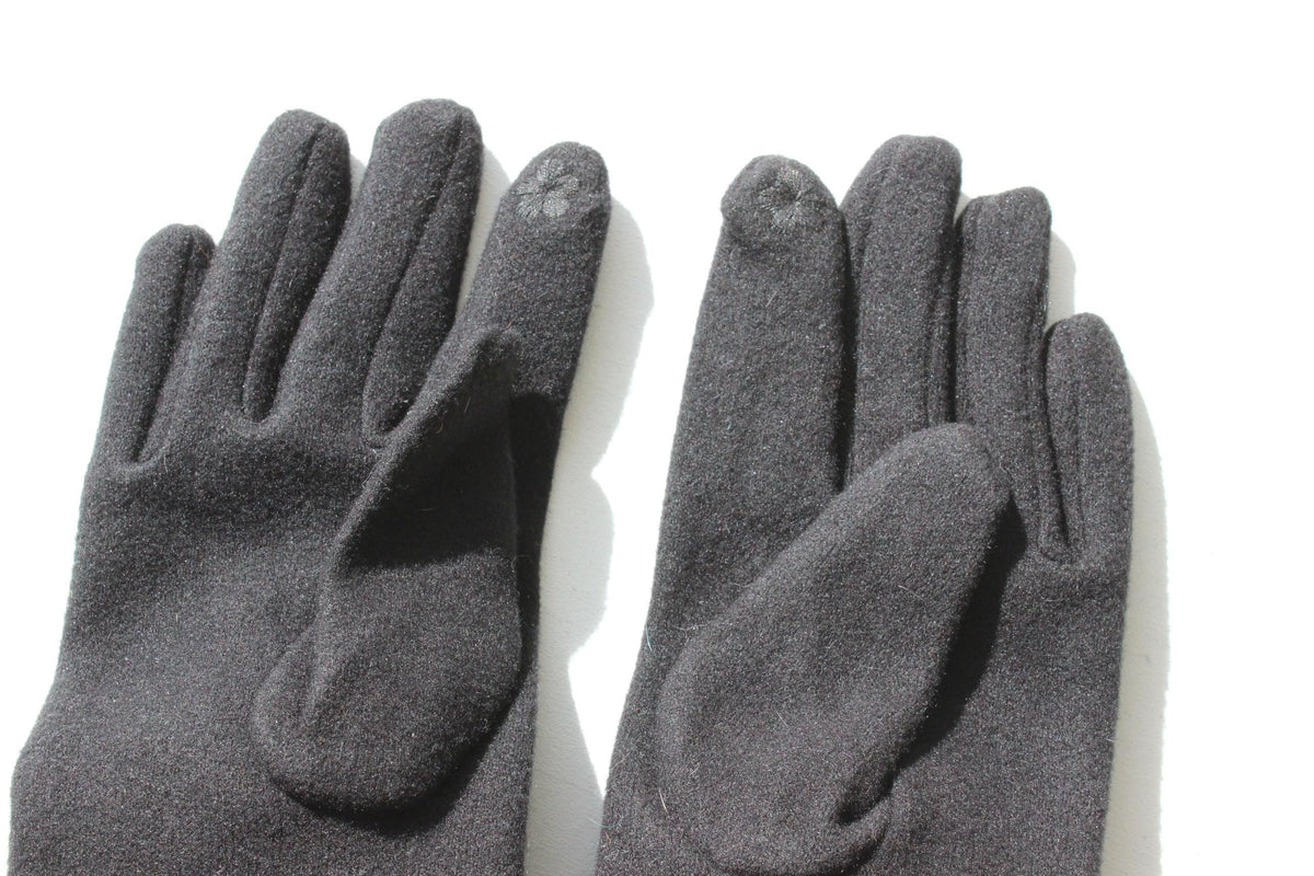 80s Felt & Rabbit Fur Pom Pom Gloves