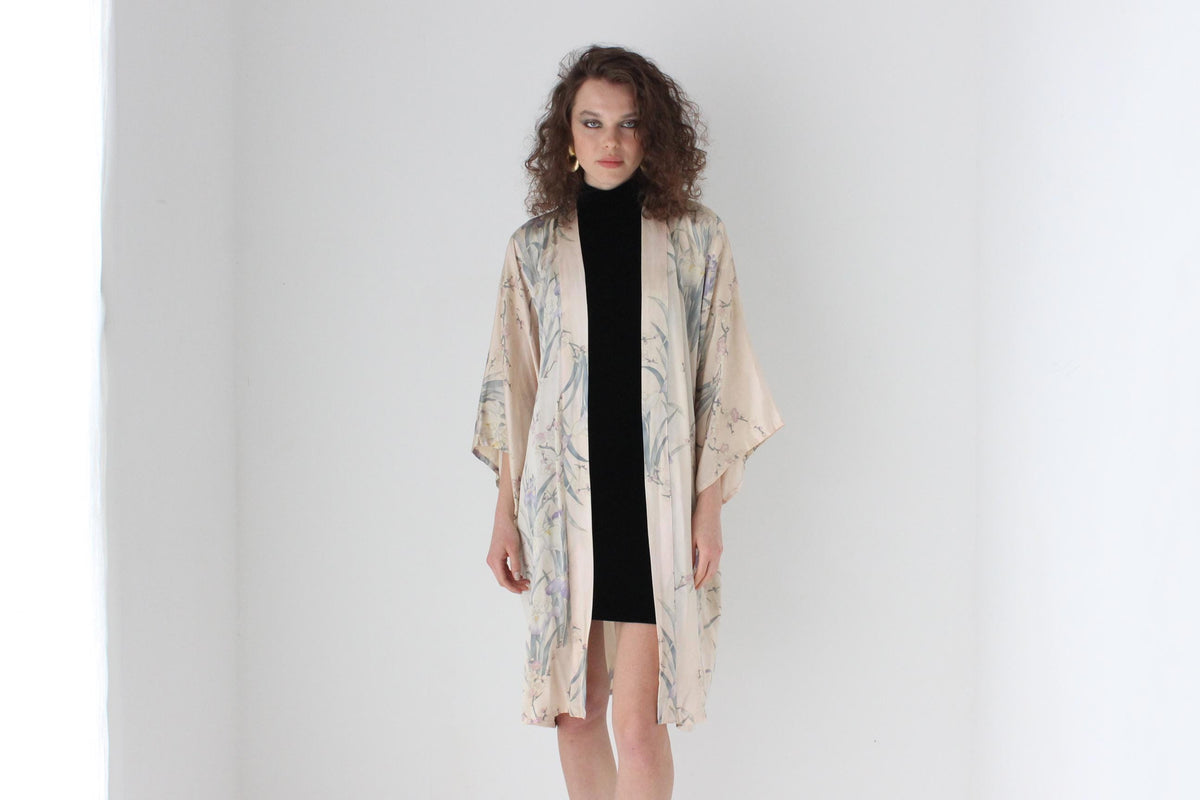 90s Pure Silk Pastel Blossom Kimono Robe