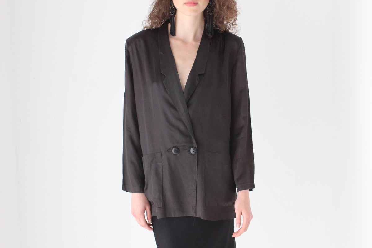 80s - Le Smoking - Silky Acetate Blazer Jacket