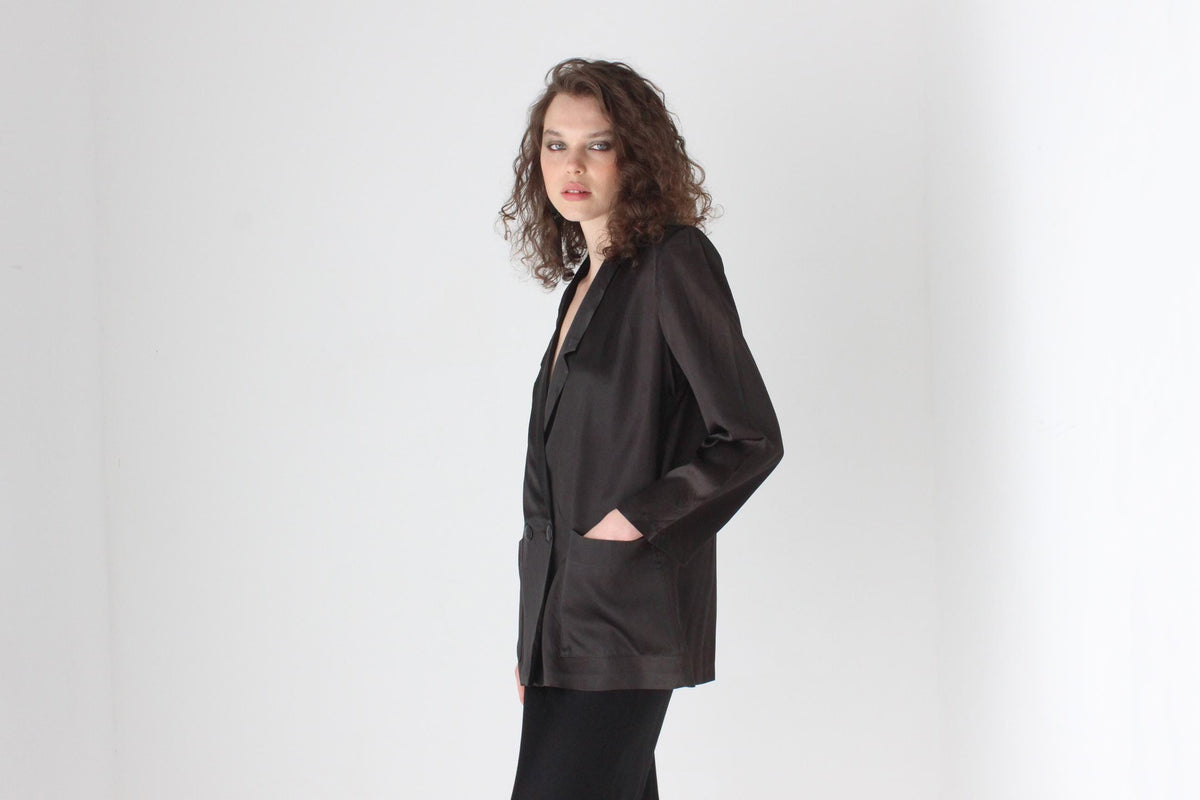 80s - Le Smoking - Silky Acetate Blazer Jacket