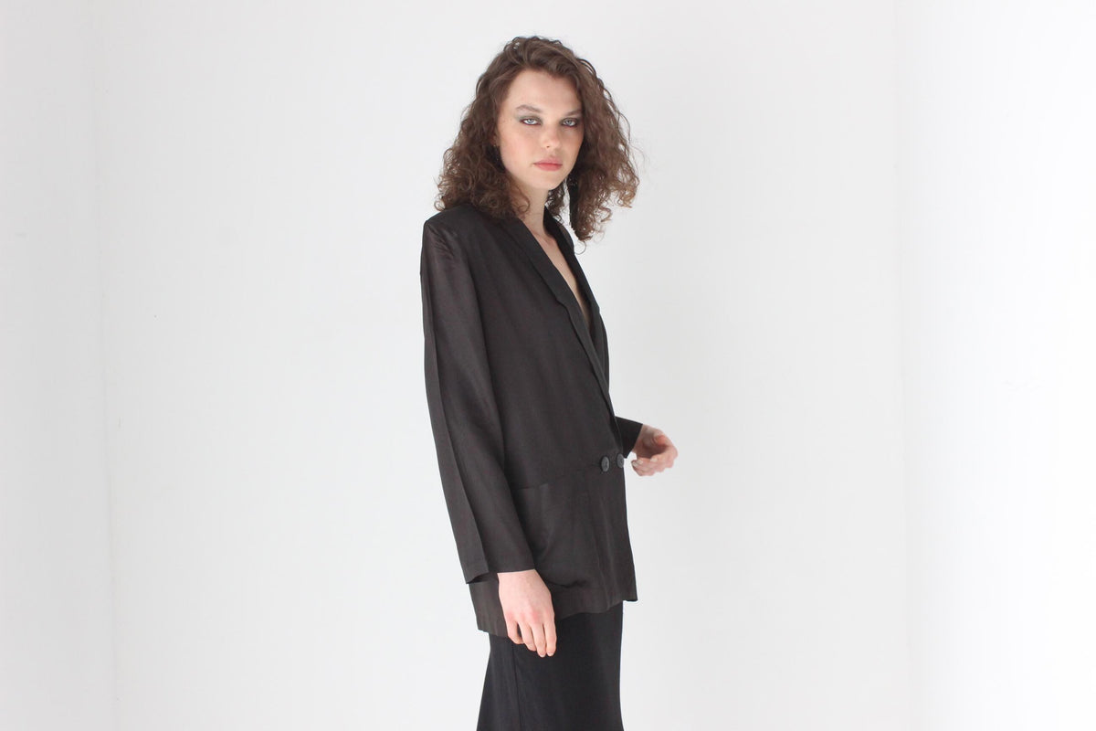 80s - Le Smoking - Silky Acetate Blazer Jacket